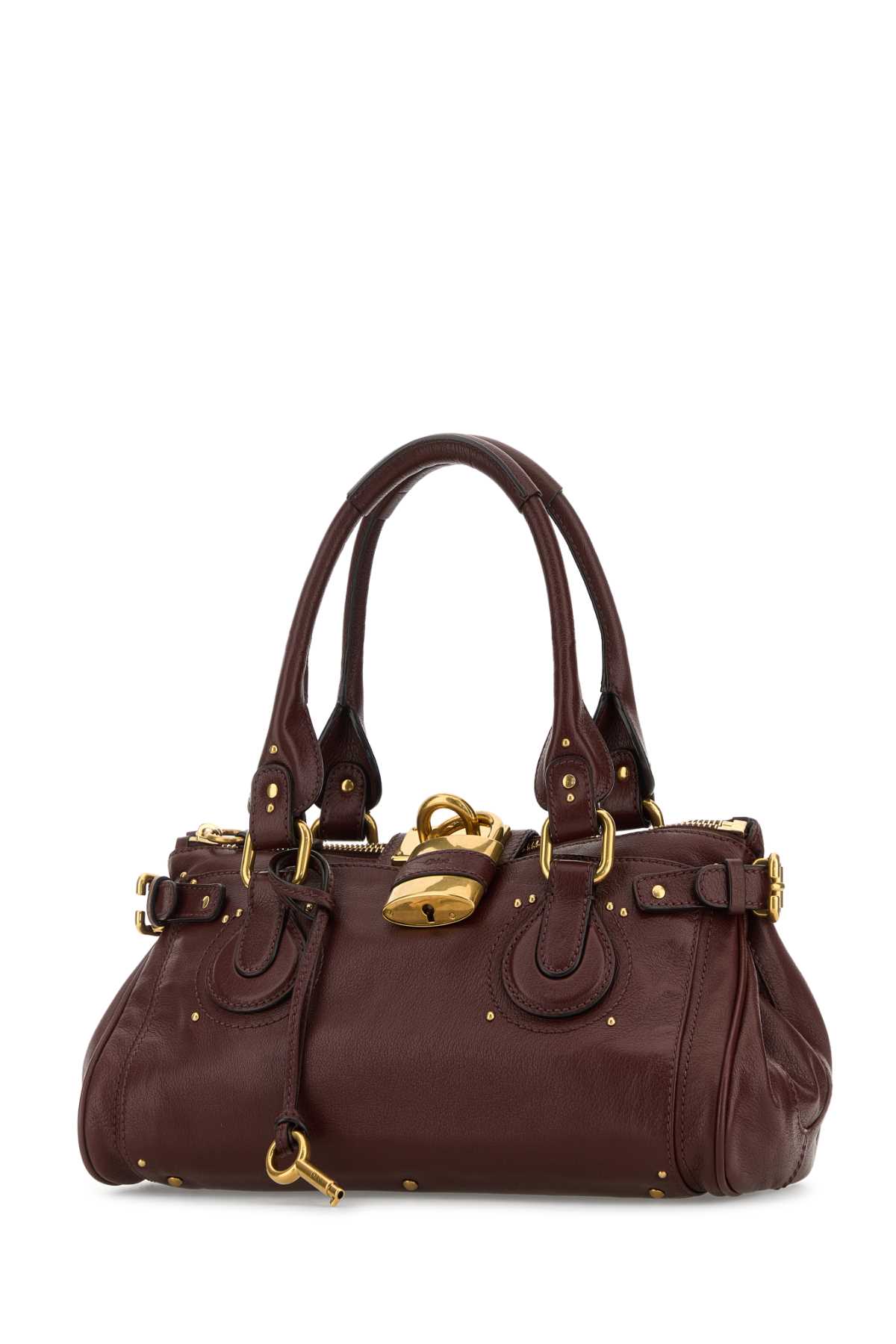 Chloé Chocolate Leather Paddington Shoulder Bag In Burgundy