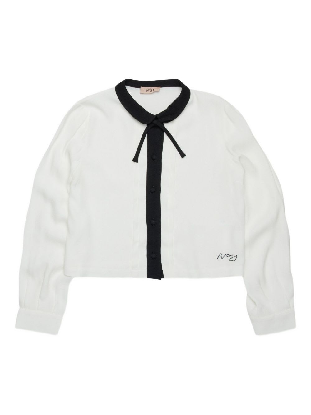 N°21 Nº21 Kids Shirt With Bow Tie In White