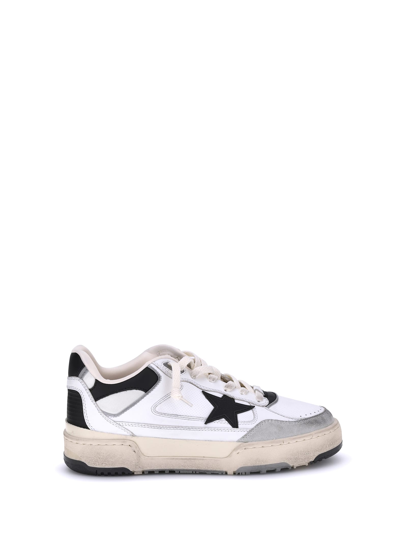 Golden Goose Forty 2 Sneakers In White Leather And Fabric In Multi