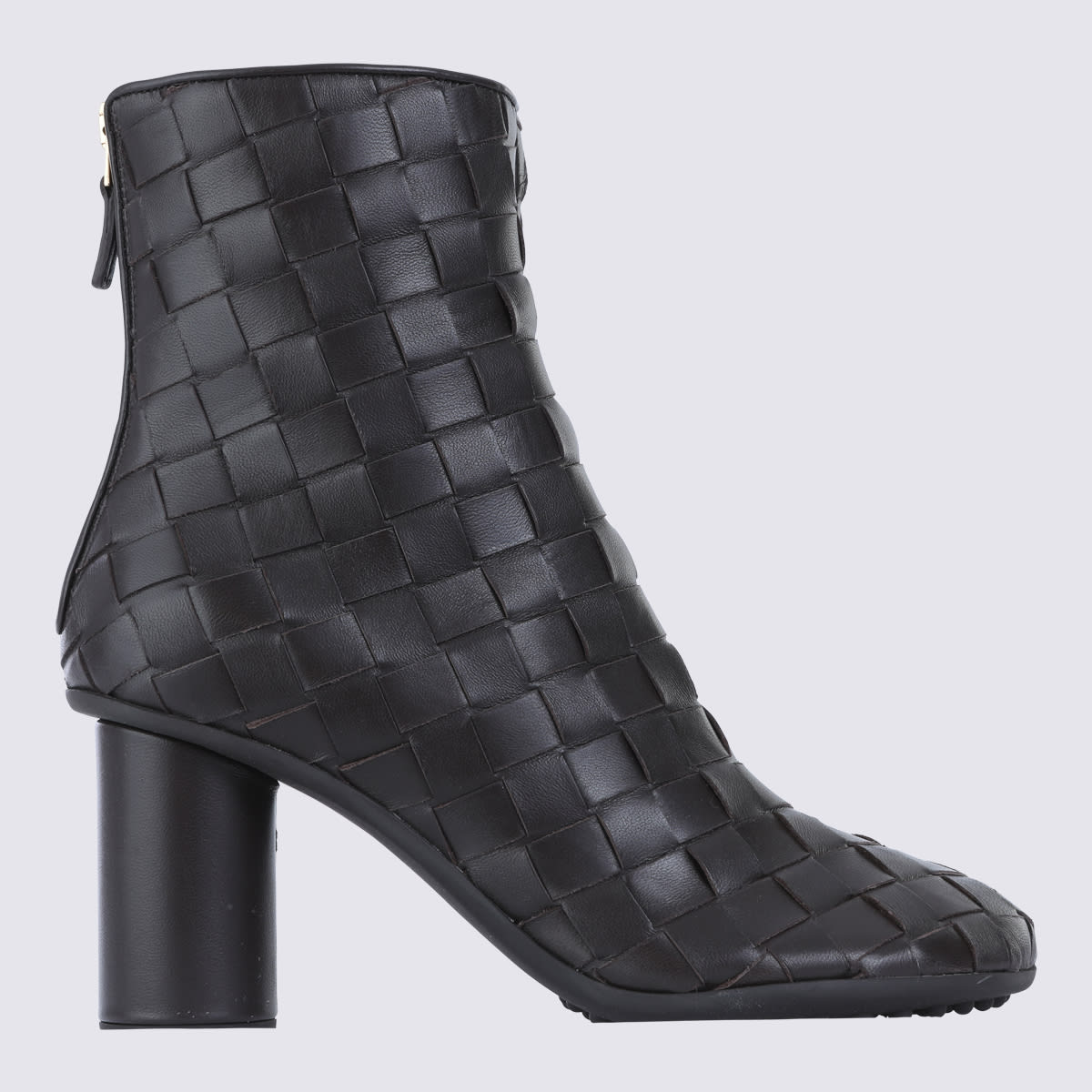 Bottega Veneta Atomic 75 Intrecciato Leather Ankle Boots In Black