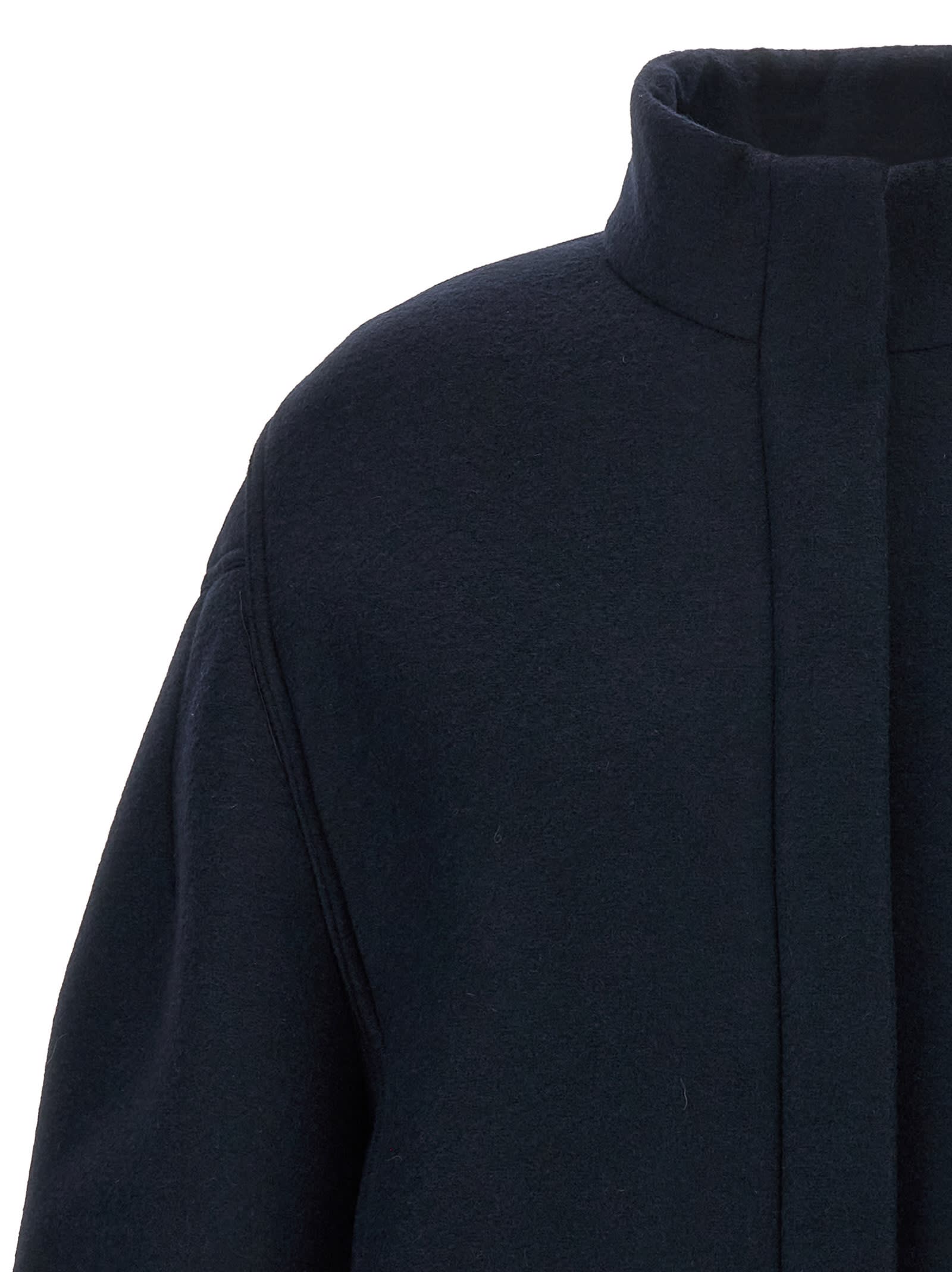Dries Van Noten Balloon-sleeve High-neck Jacket In Blue