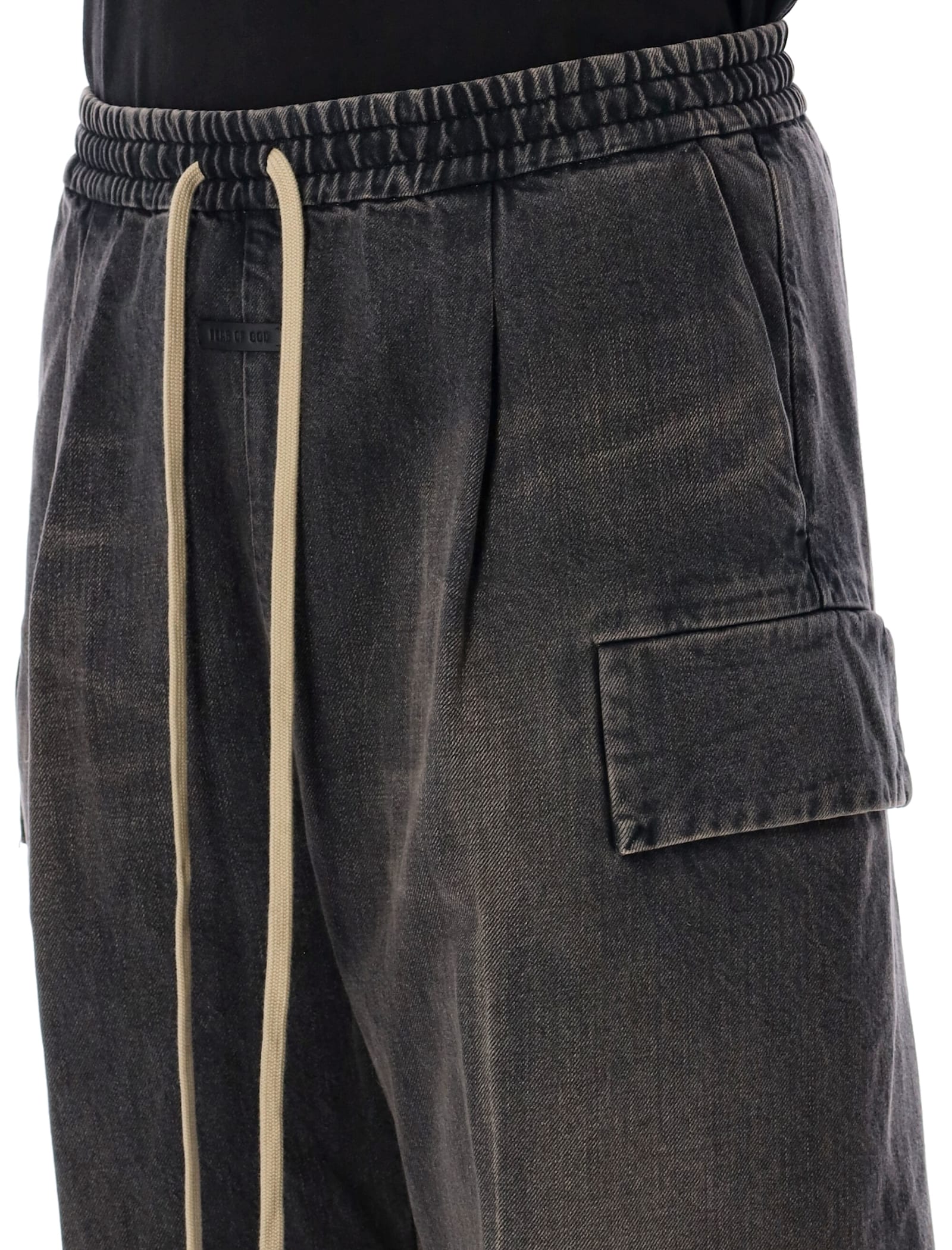 Shop Fear Of God Denim Cargo Pants In Medium Indigo