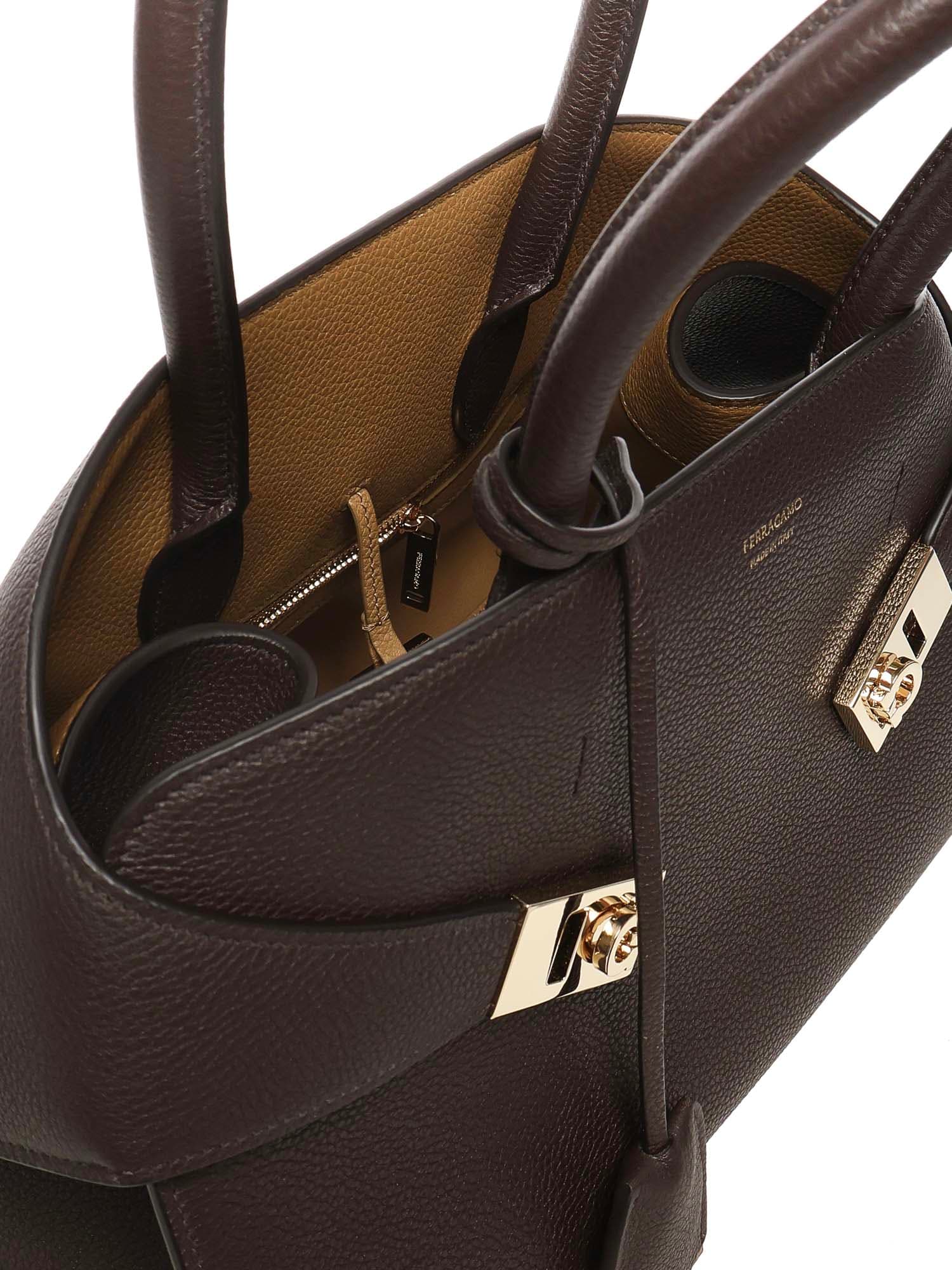 Ferragamo Medium Hug Tote Bag In Brown