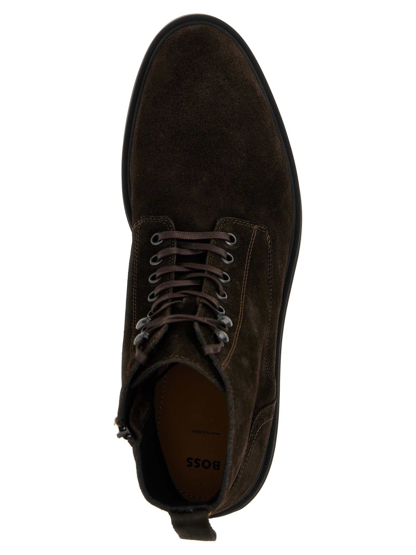 Hugo Boss Suede Ankle Boots In Brown