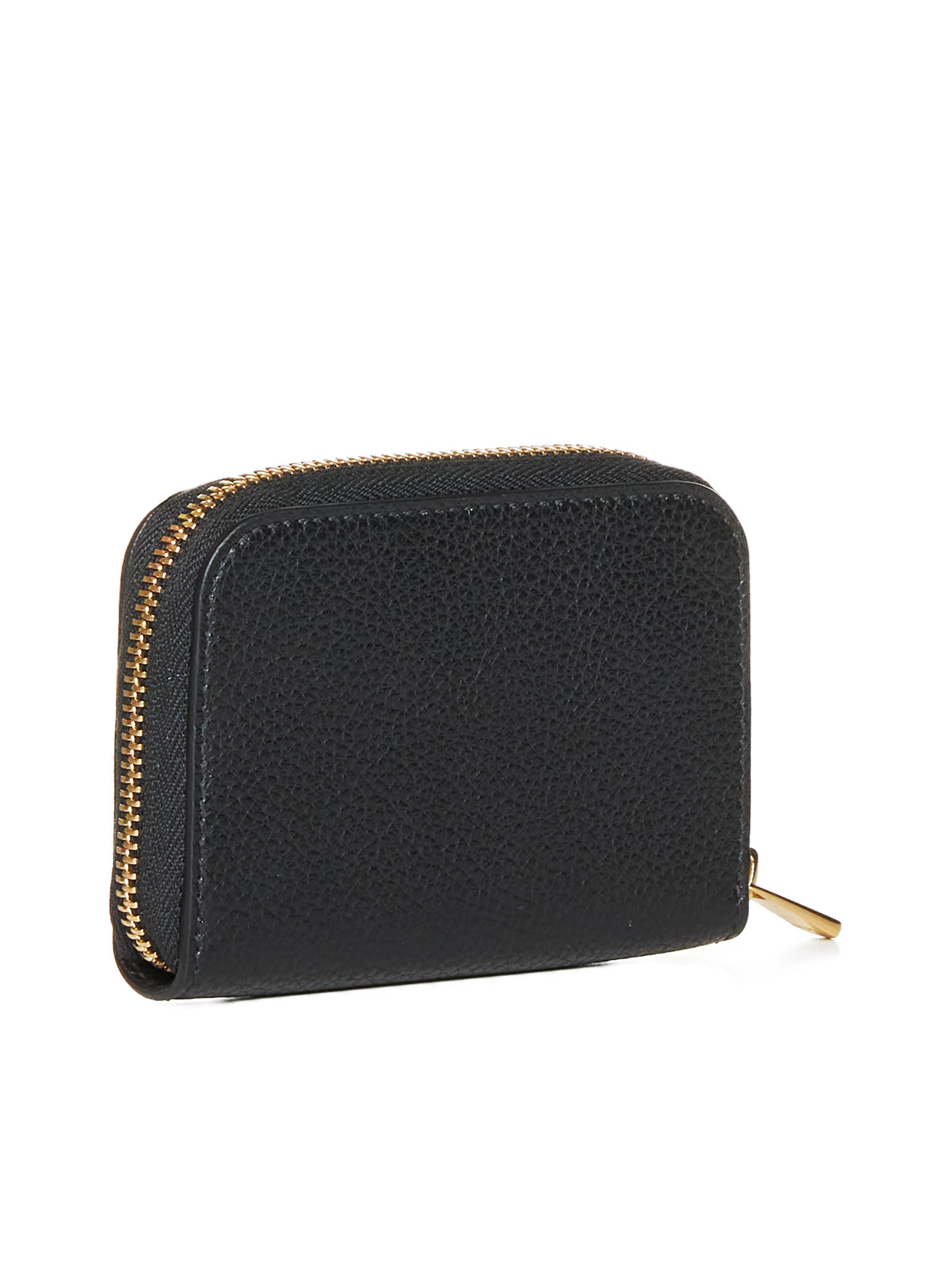 Ferragamo Gancini Leather Coin Purse In Nero