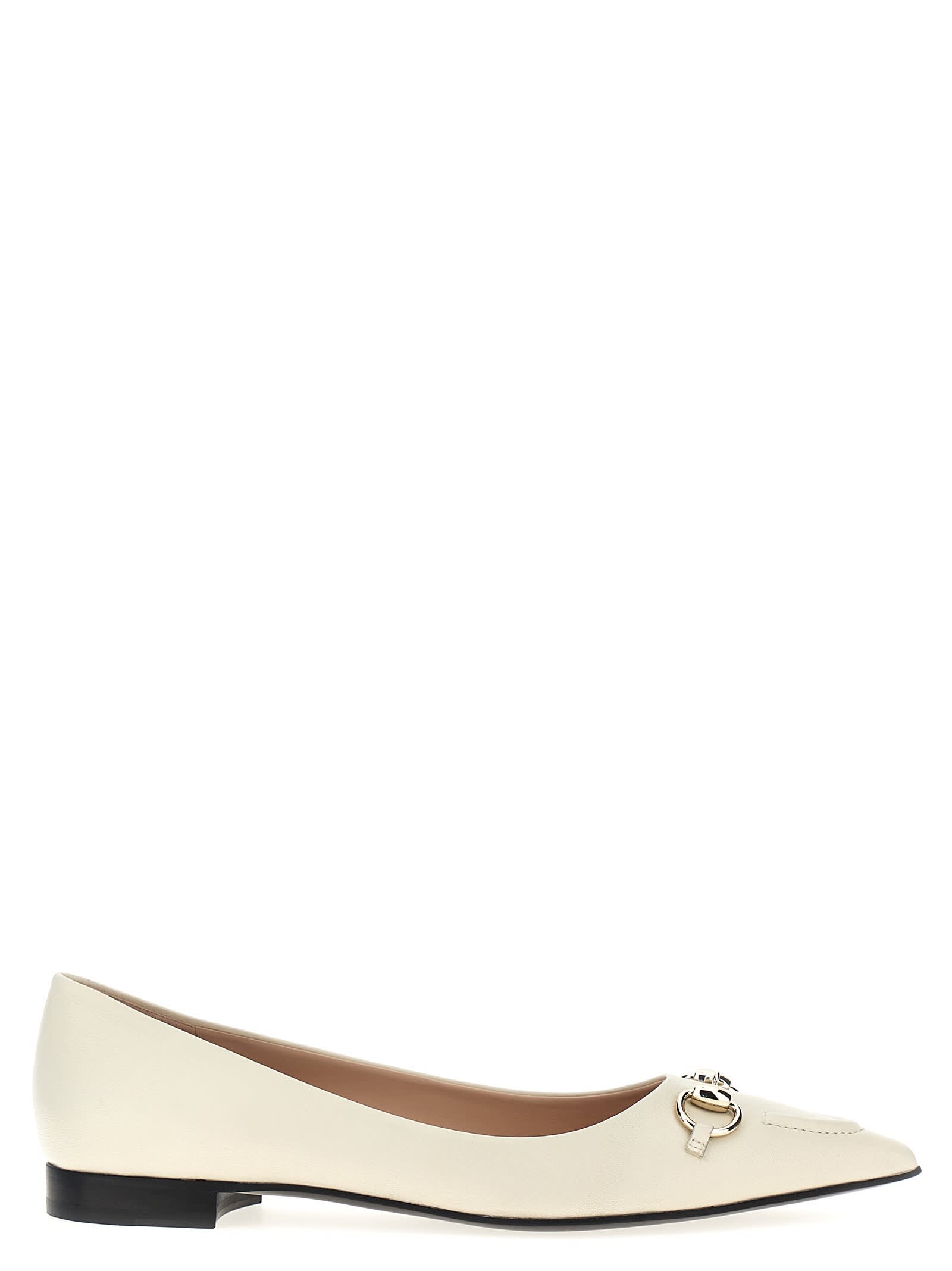 Shop Gucci Morsetto Ballet Flats In White