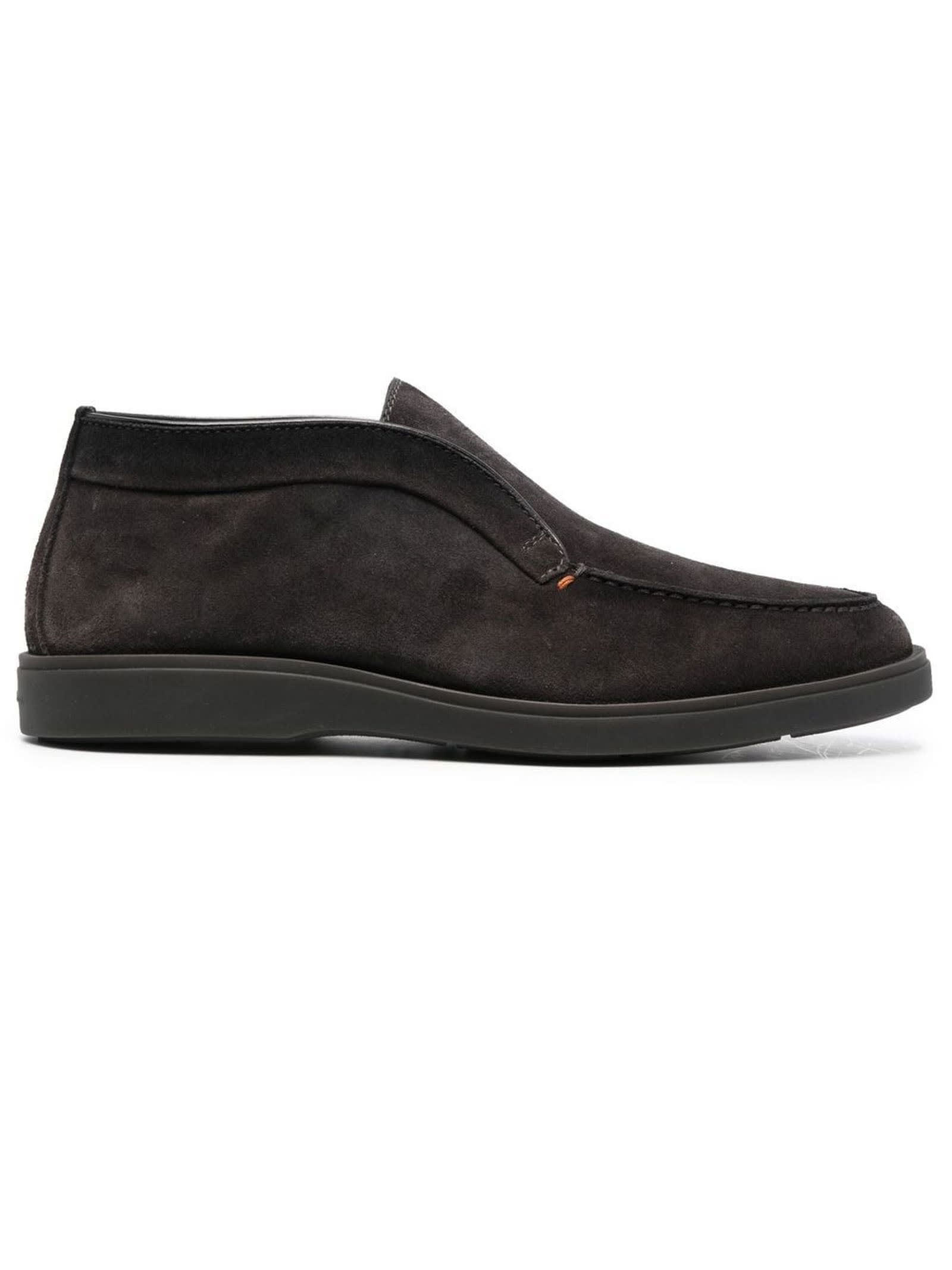 SANTONI BROWN SUEDE ANKLE BOOTS