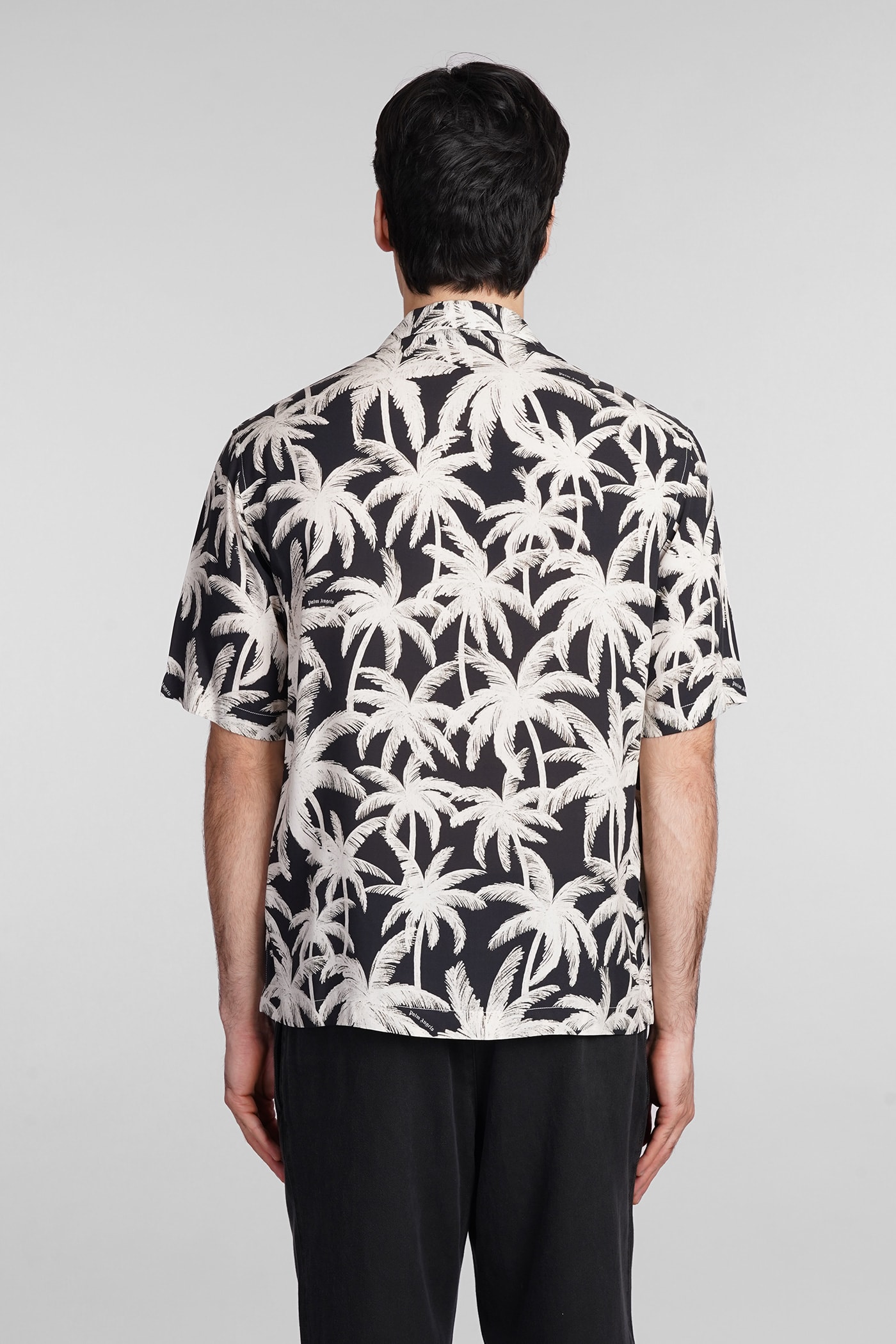 Shop Palm Angels Shirt In Black Viscose