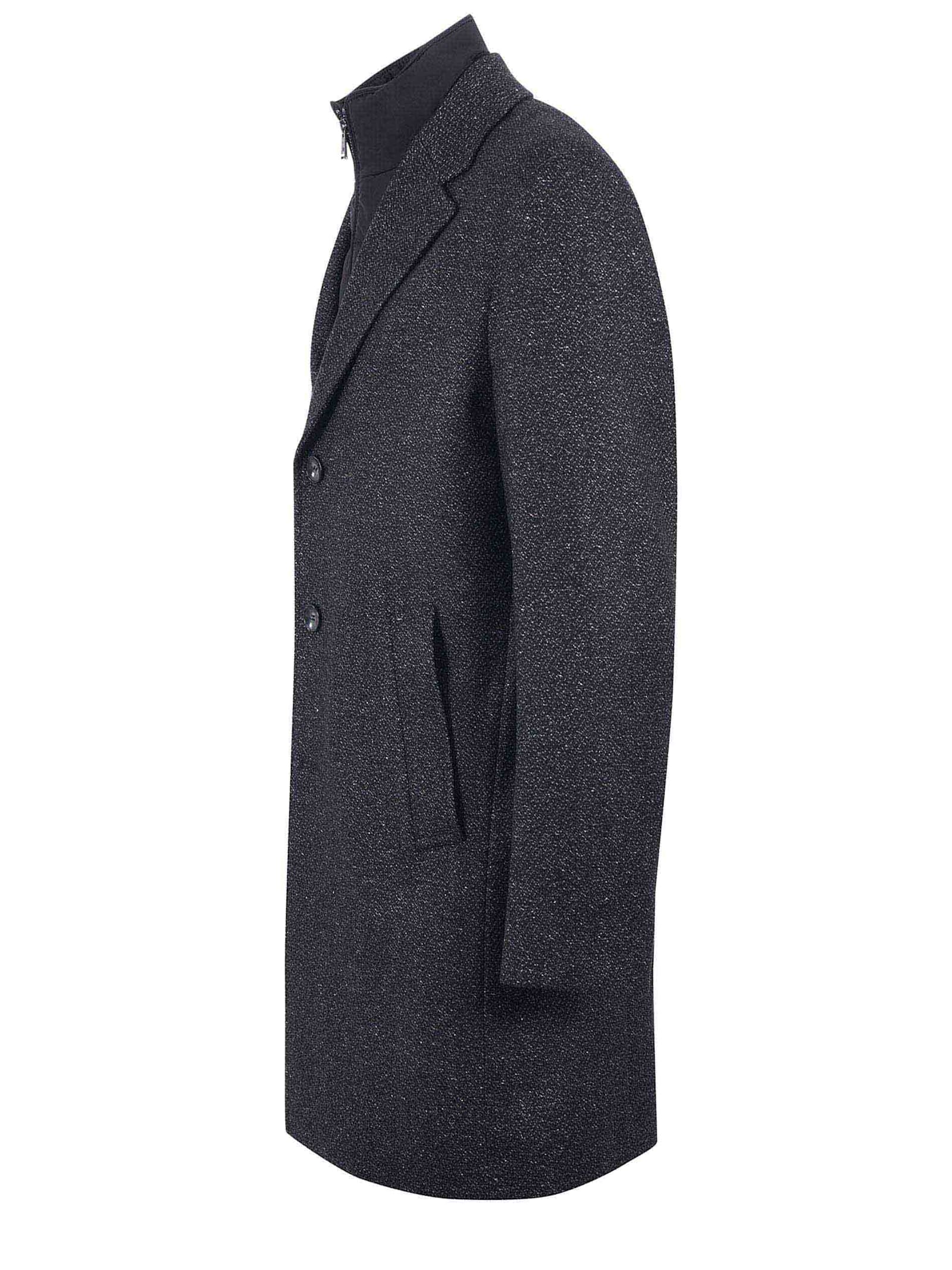 Shop Hugo Boss Coat Wool Blend In Black