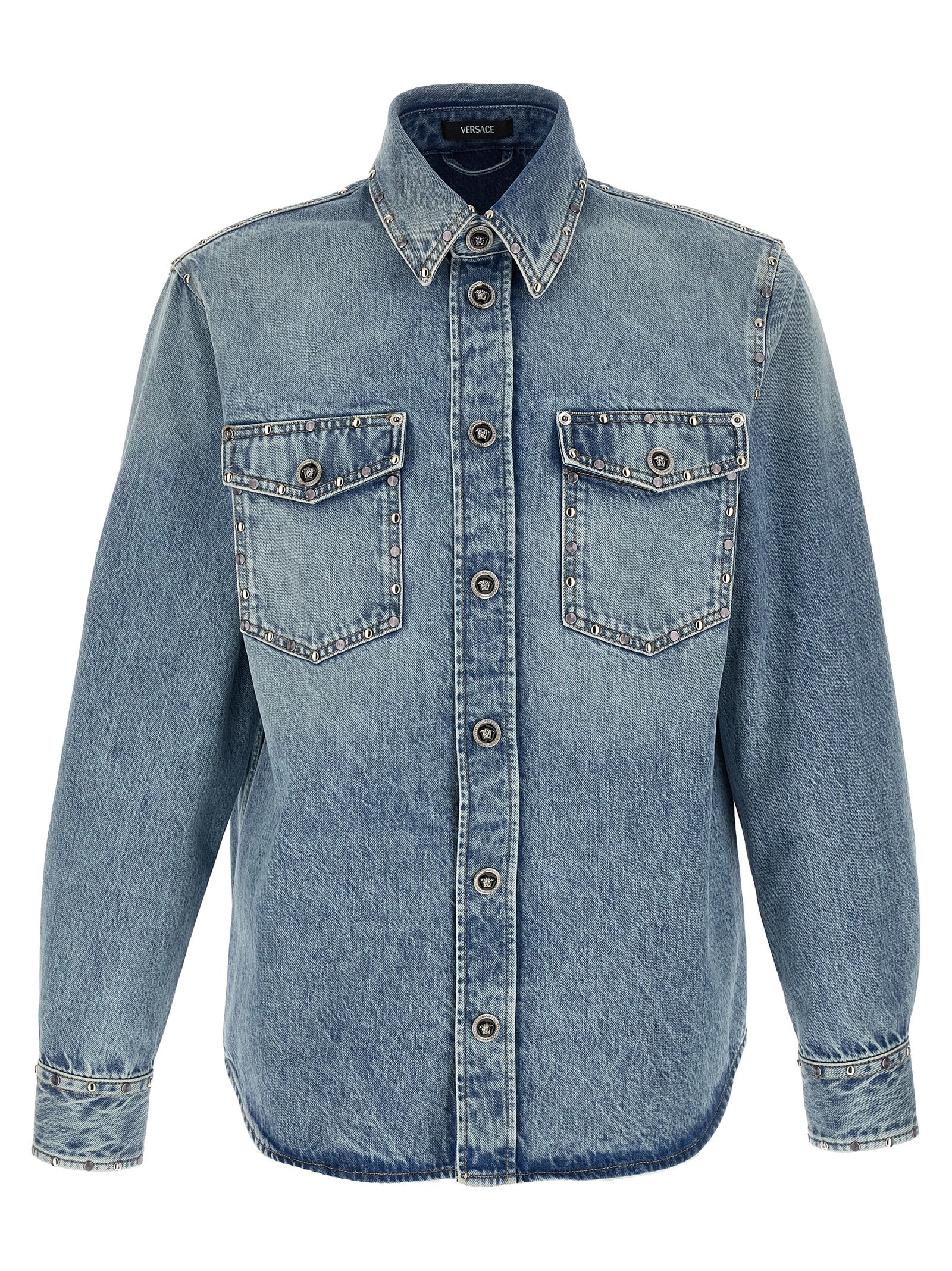 Sobrecamisa Versace con lavado a la piedra y tachuelas