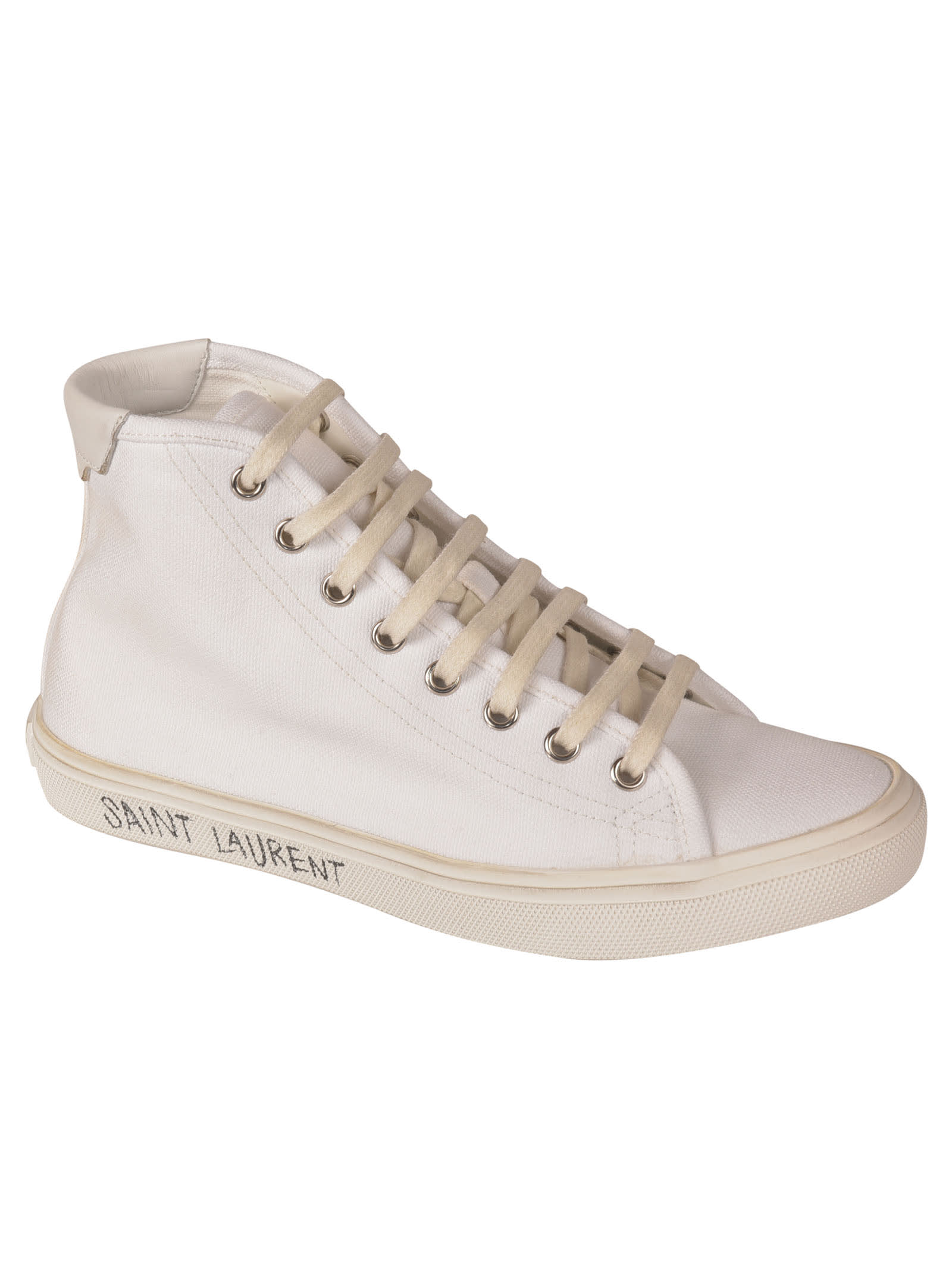 Shop Saint Laurent Malibu Mid Sneakers In White