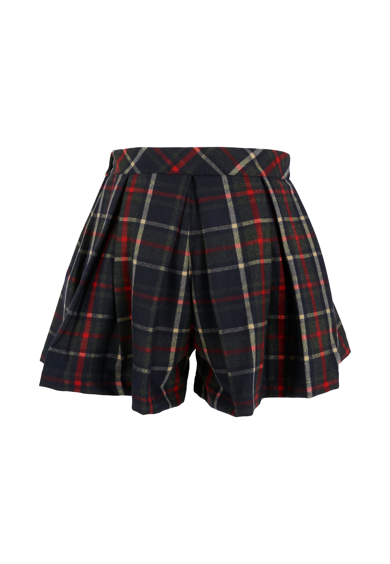 Patachou Pleated Plaid Shorts In Multi