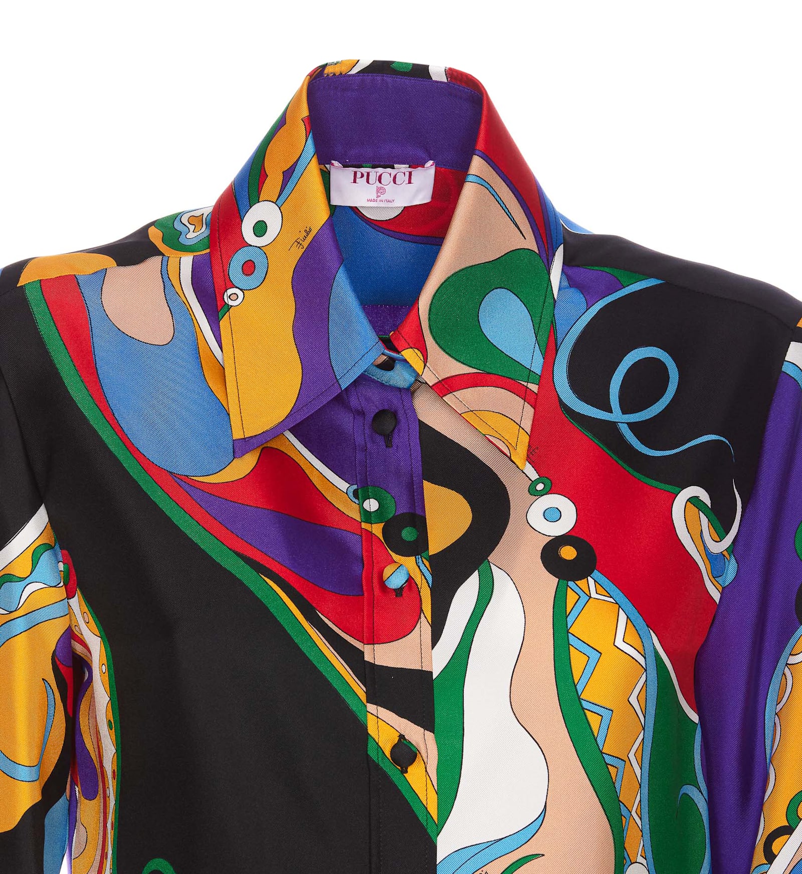 Shop Pucci Orchidea Print Silk Shirt In Multicolour