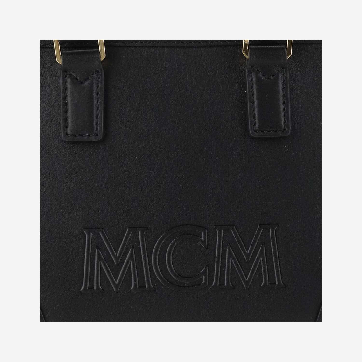 Shop Mcm Leather Boston Bag In Black