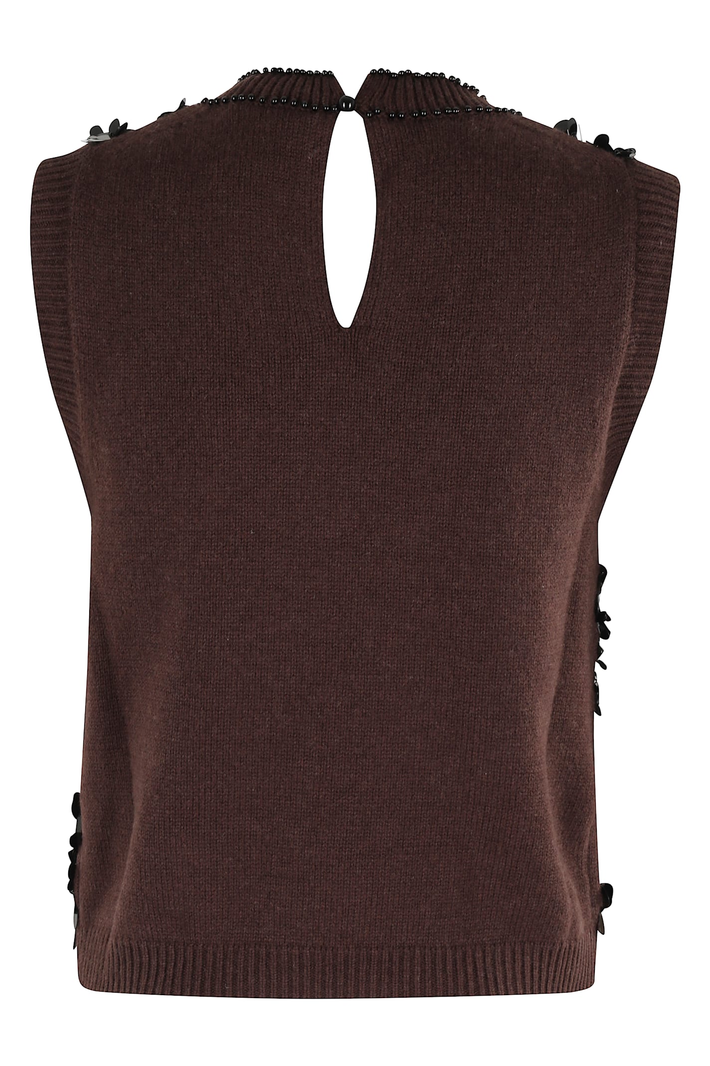Semicouture Semi Couture Sequined Gilet With High Neckline In Brown