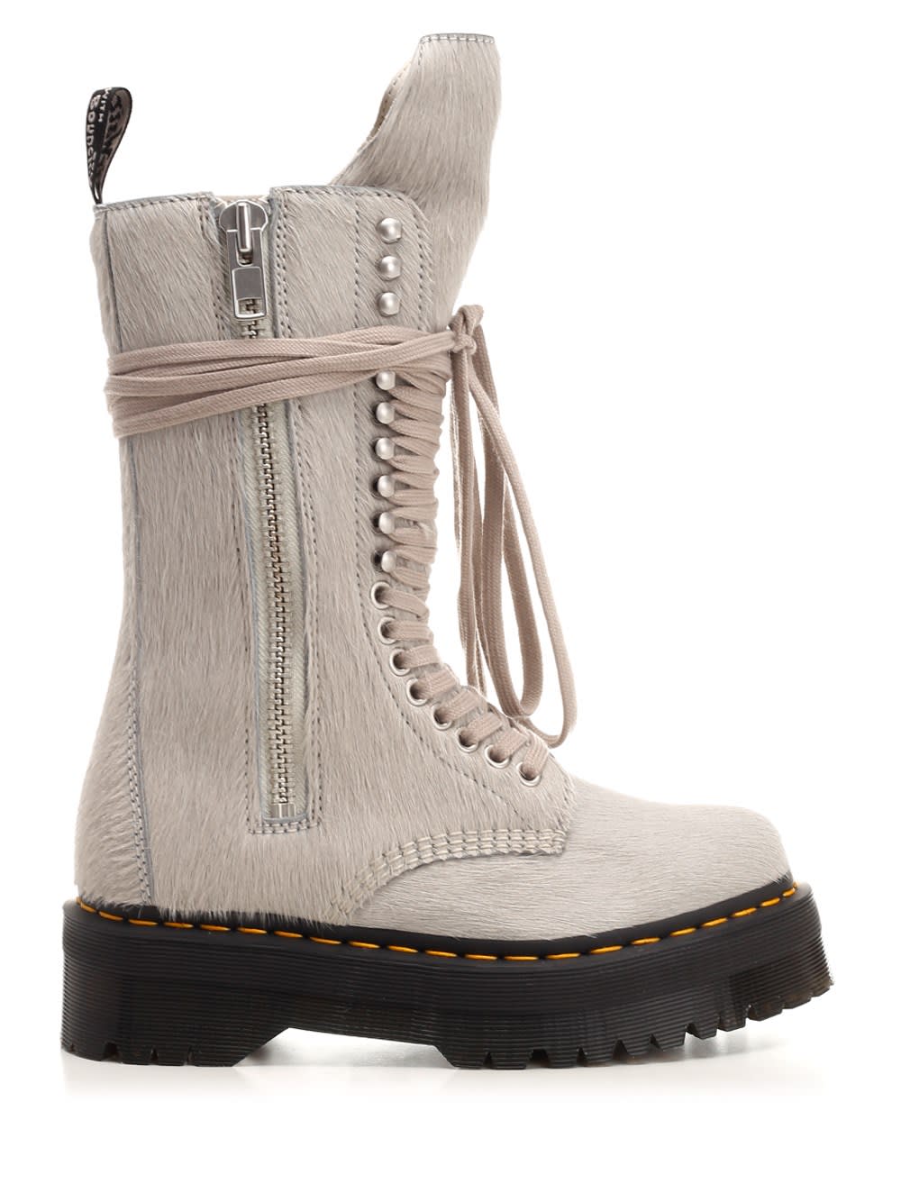 Rick Owens X Dr. Martens Pearl Quad Sole Calf Length Boots In