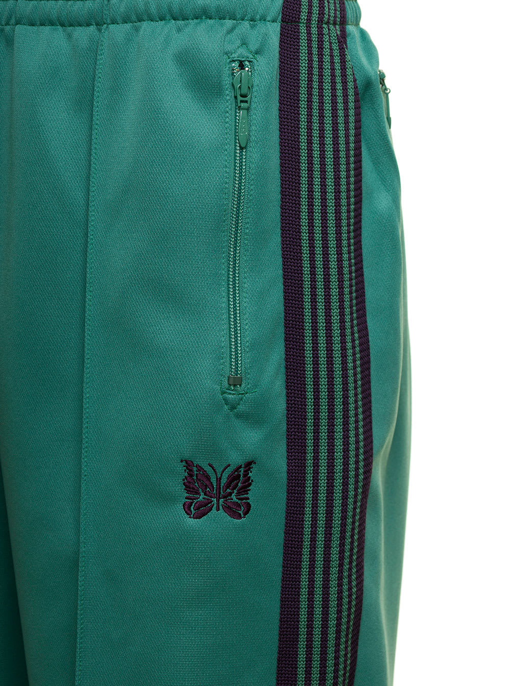 Shop Needles Track Pants With Side Stripe In Green Technical Fabric Man