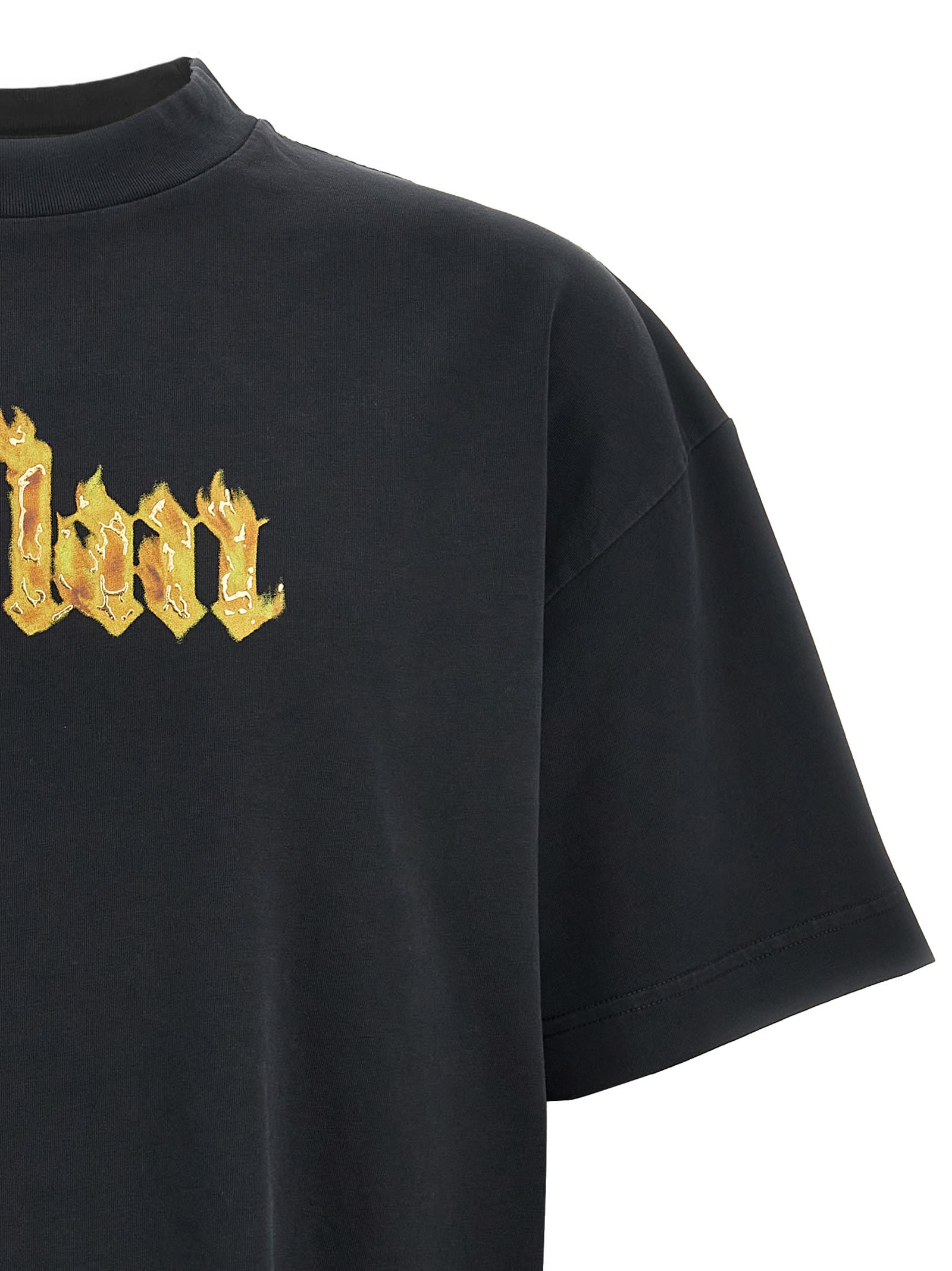 Shop Palm Angels T-shirt In Black Gold