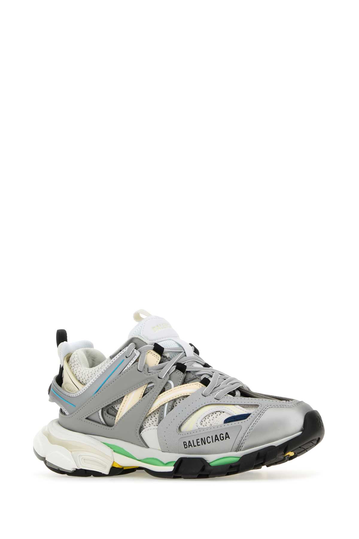 Shop Balenciaga Multicolor Synthetic Leather And Fabric Sneakers In Greybluegreen