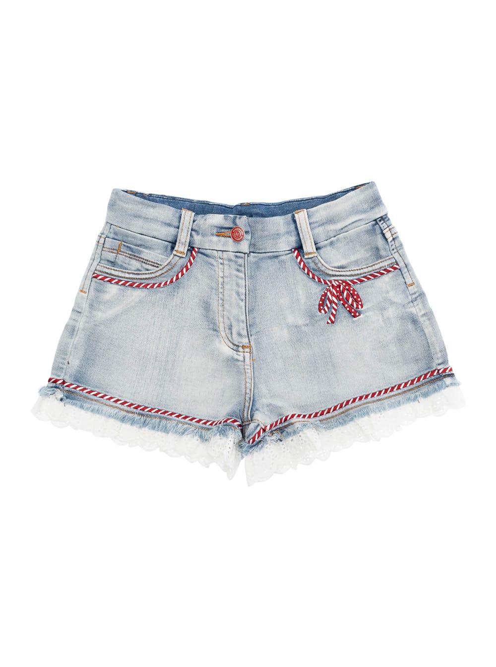 Monnalisa Distressed Denim Shorts In Blu