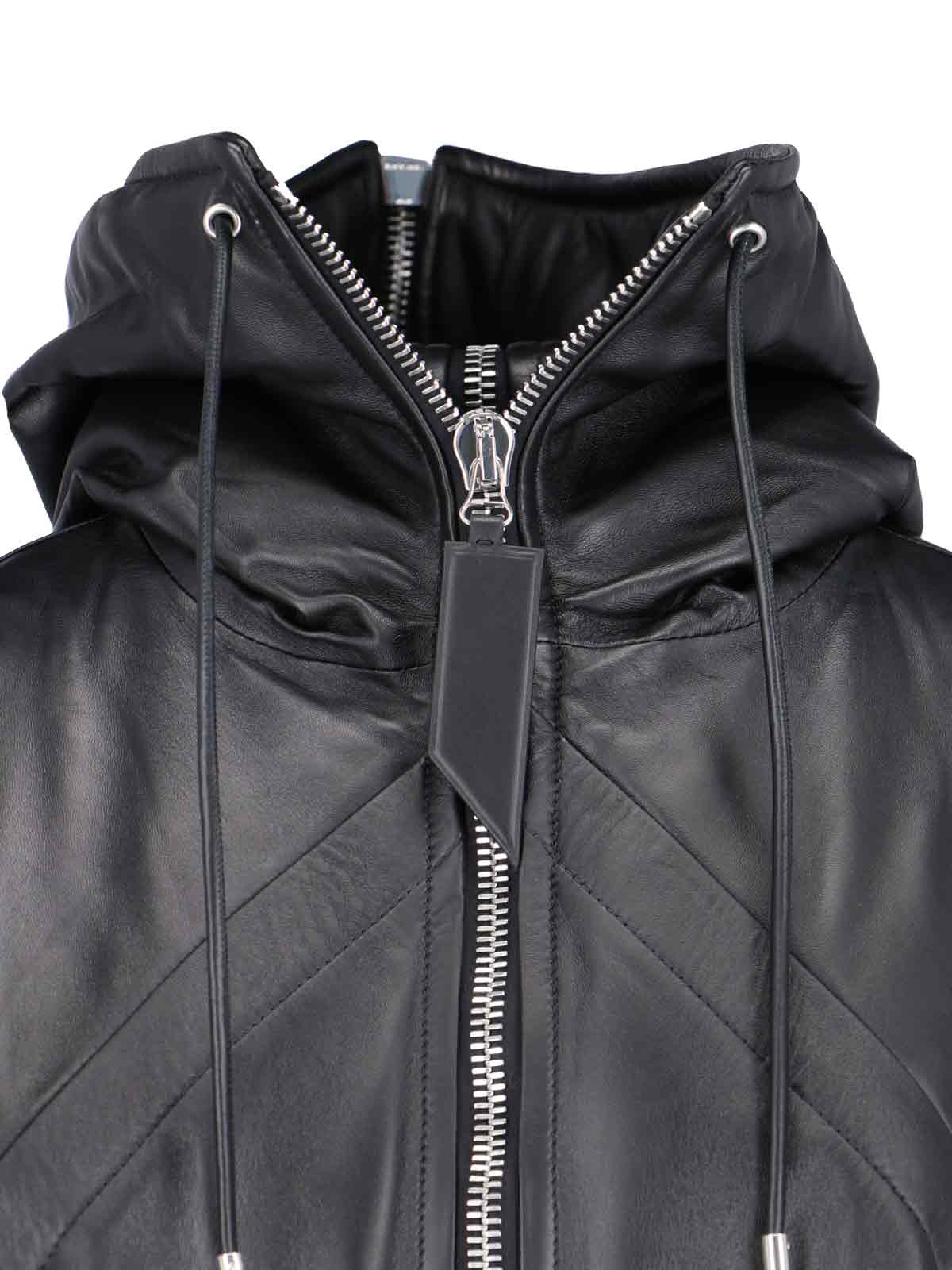 Shop Attico Maxi Hooded Bomber Jacket In Black