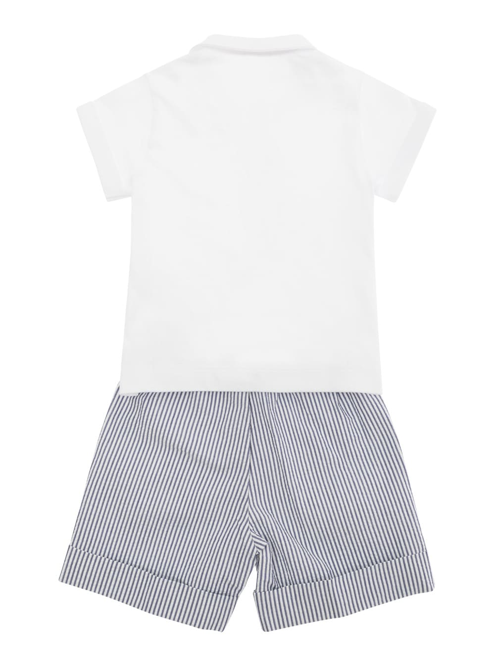 Shop Il Gufo White Two Piece Set With Logo Embroidery In Cotton Baby In Blu