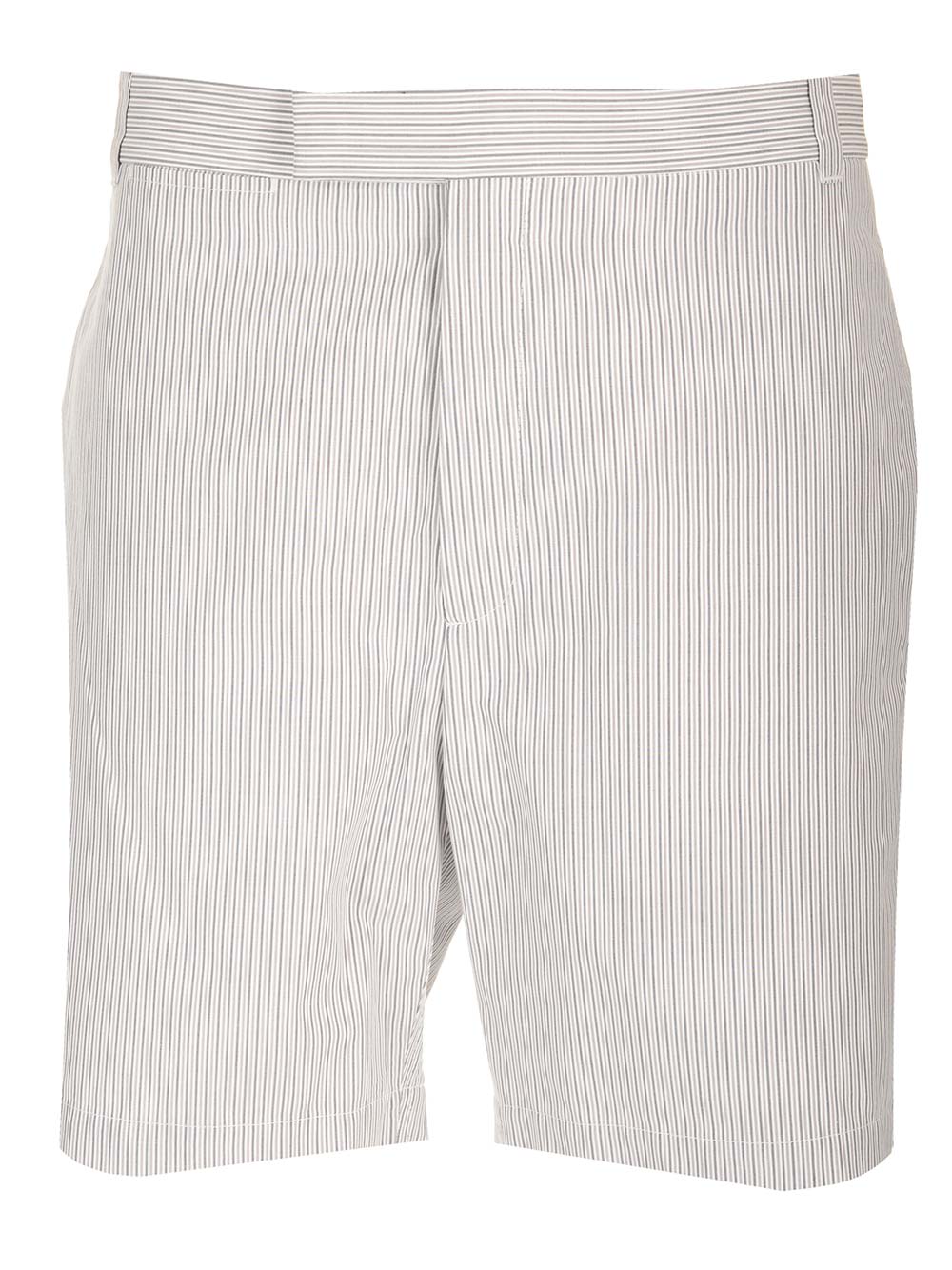 Shop Thom Browne Striped Cotton Bermuda Shorts In Med Grey