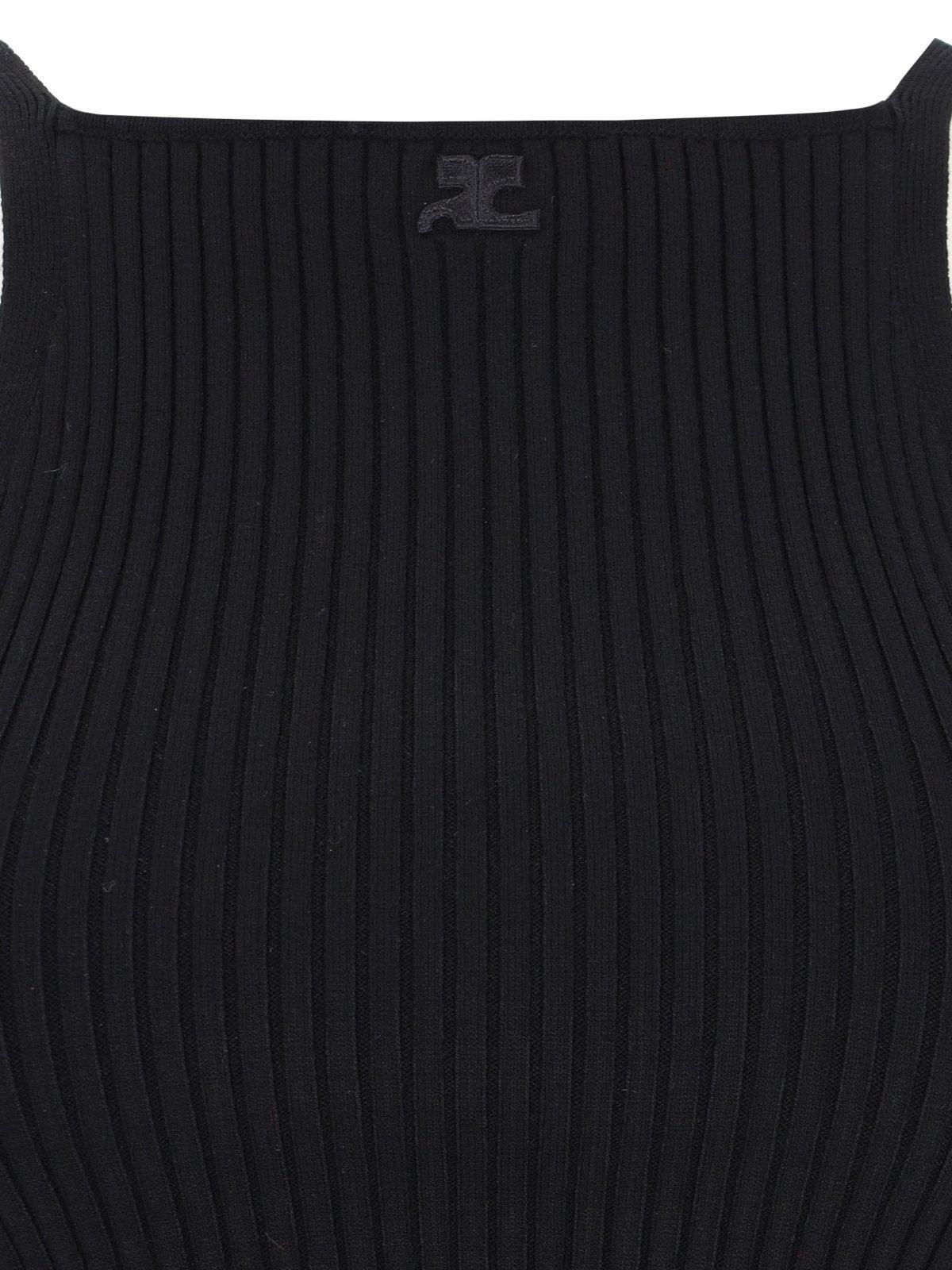 Shop Courrèges Sleeveless Knitted Top In Black