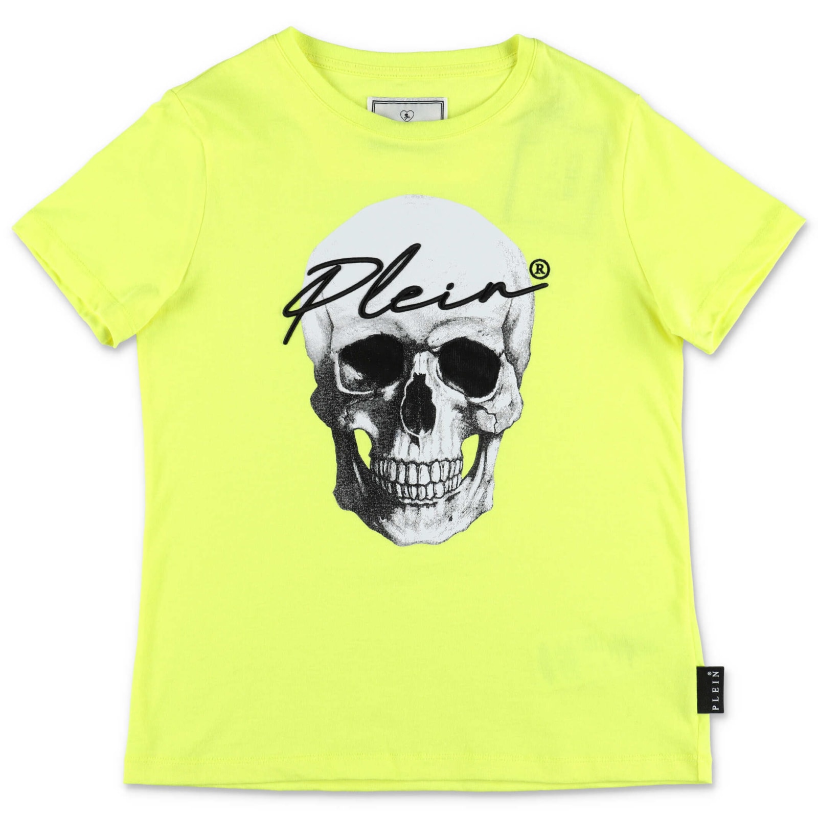 Philipp Plein T-shirt Giallo Fluo Skull In Jersey Di Cotone