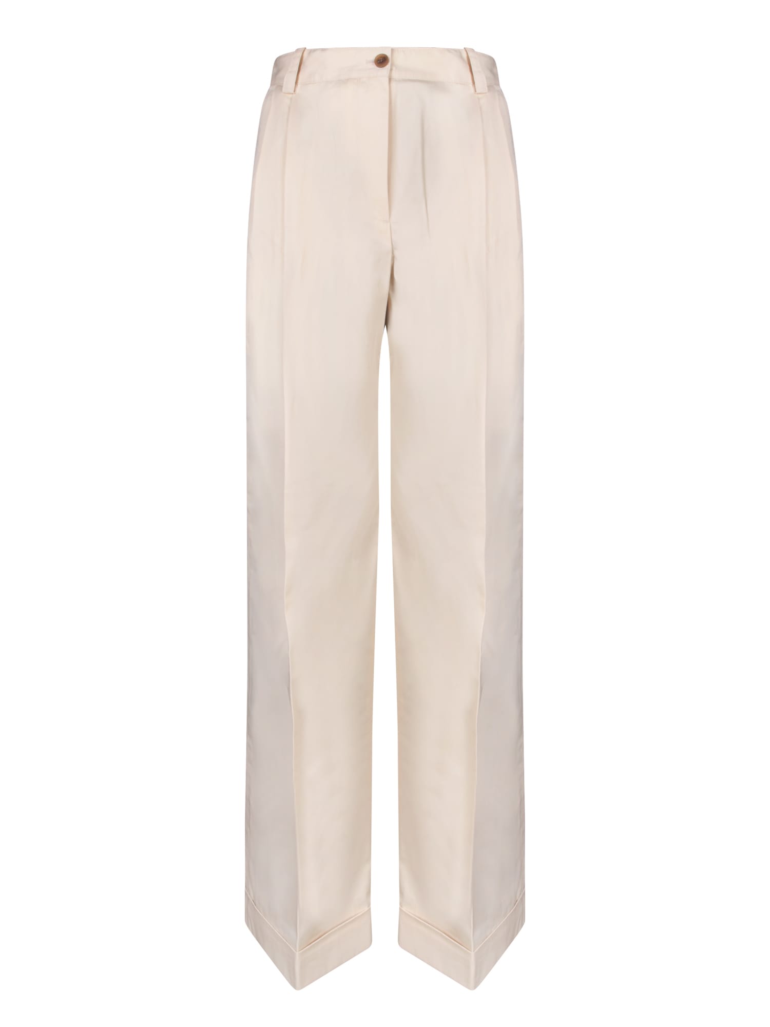 Maison Kitsuné Double Pleats Ivory Trousers