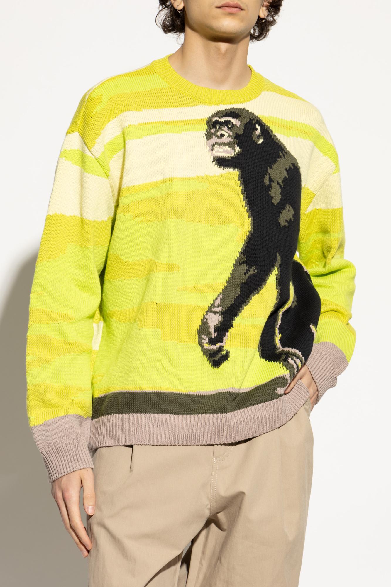 Moschino Chimpanzee Intarsia Knit Sweater In Green