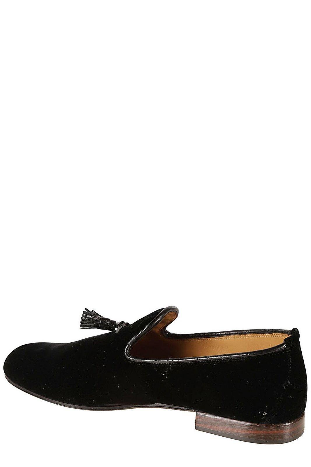 Shop Tom Ford Tassel-detail Almond-toe Velvet Loafers In Black