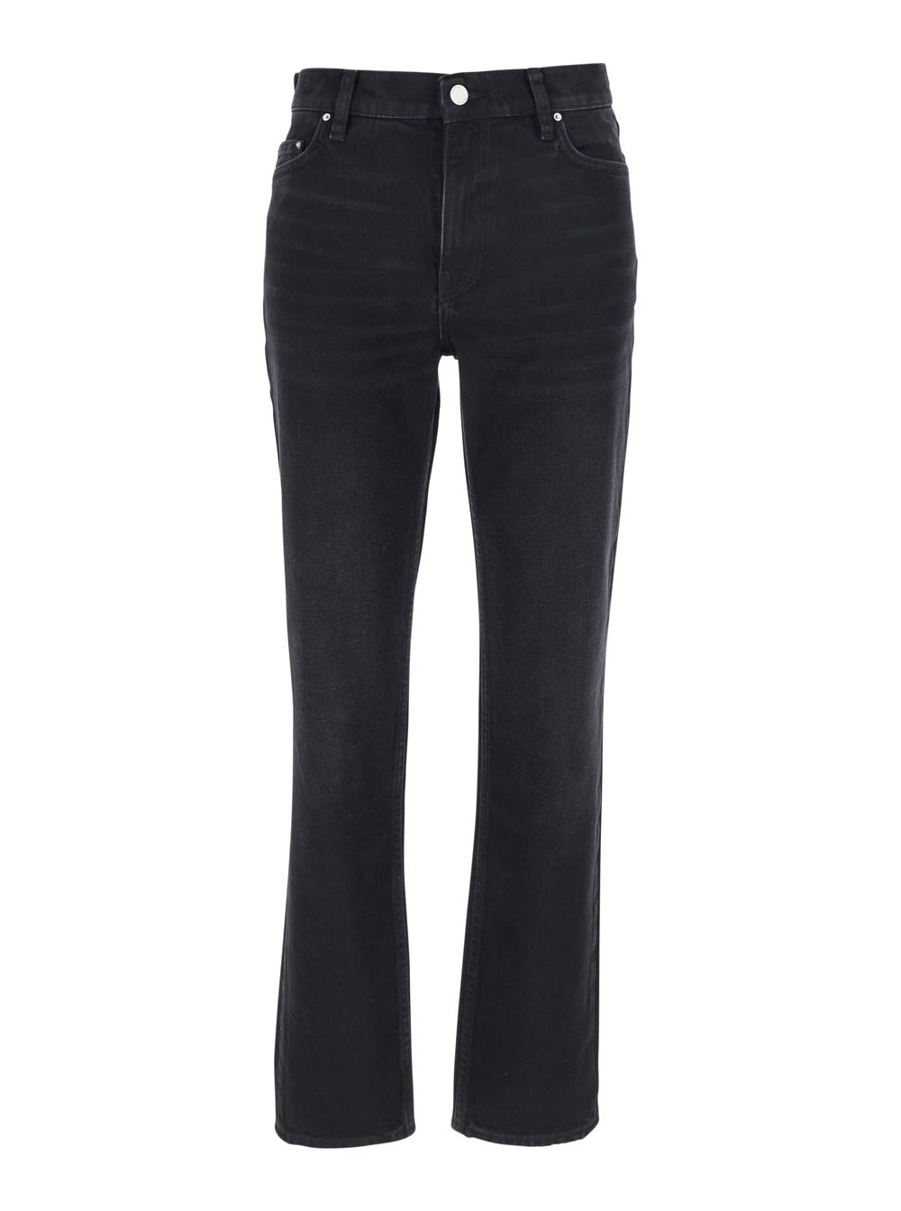 Totême Black Flared Jeans With High Waist And Patch Logo On The Rear In Denim Woman