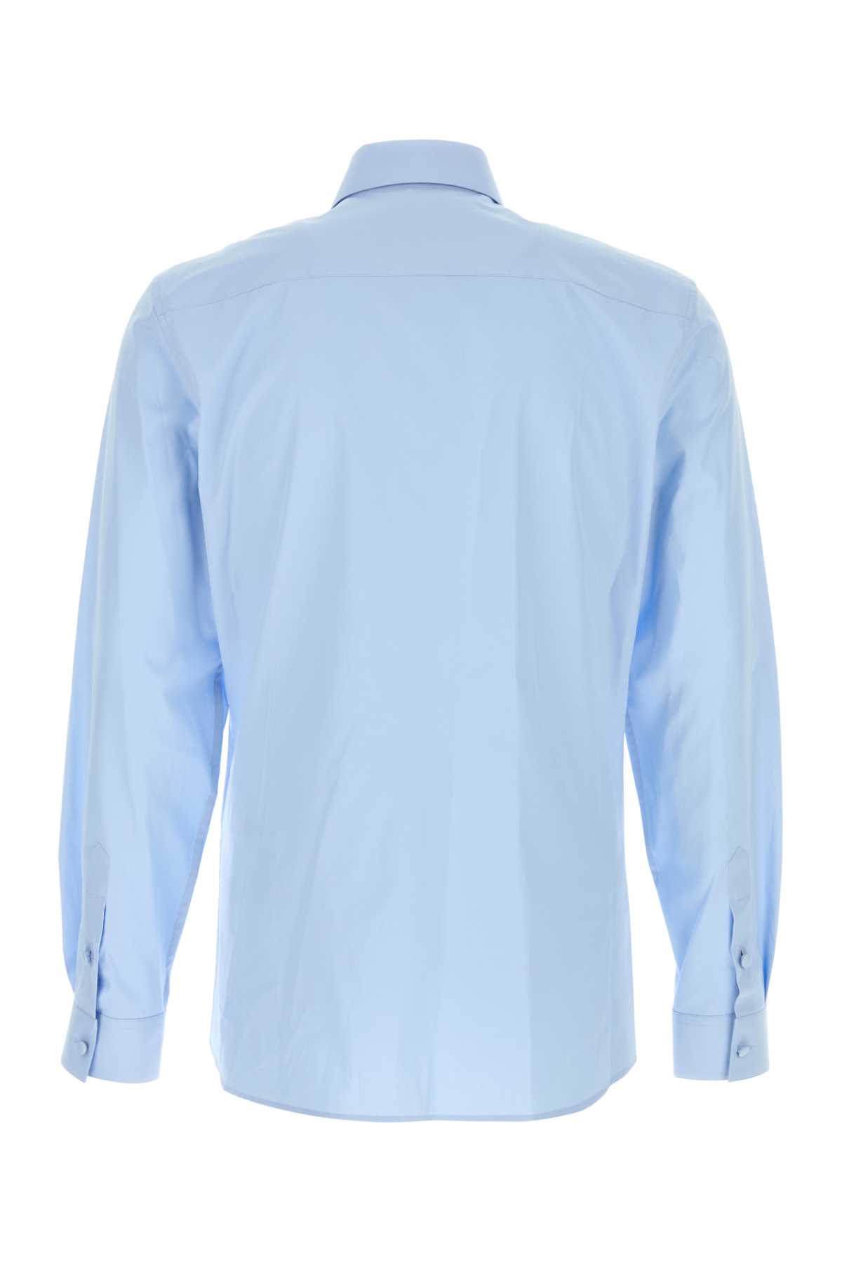 Valentino Long Sleeve Poplin Shirt Featuring Collar In Blue