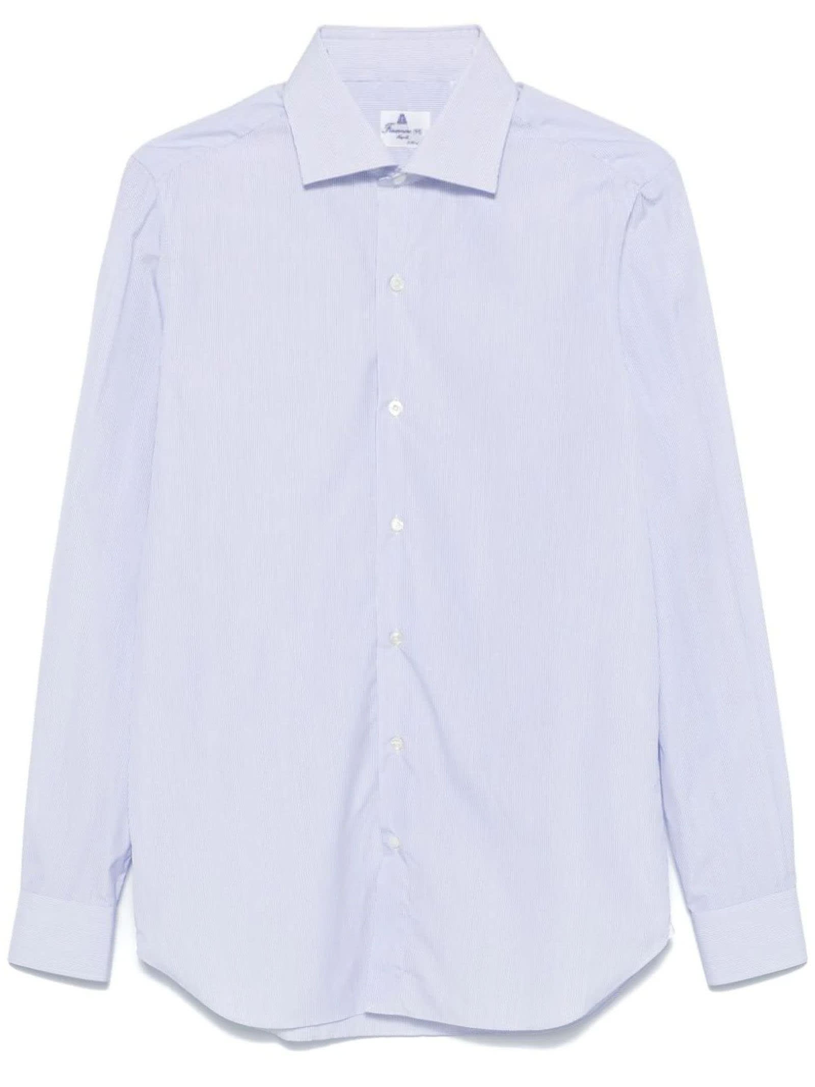 Light Blue And White Cotton Striped Shirt