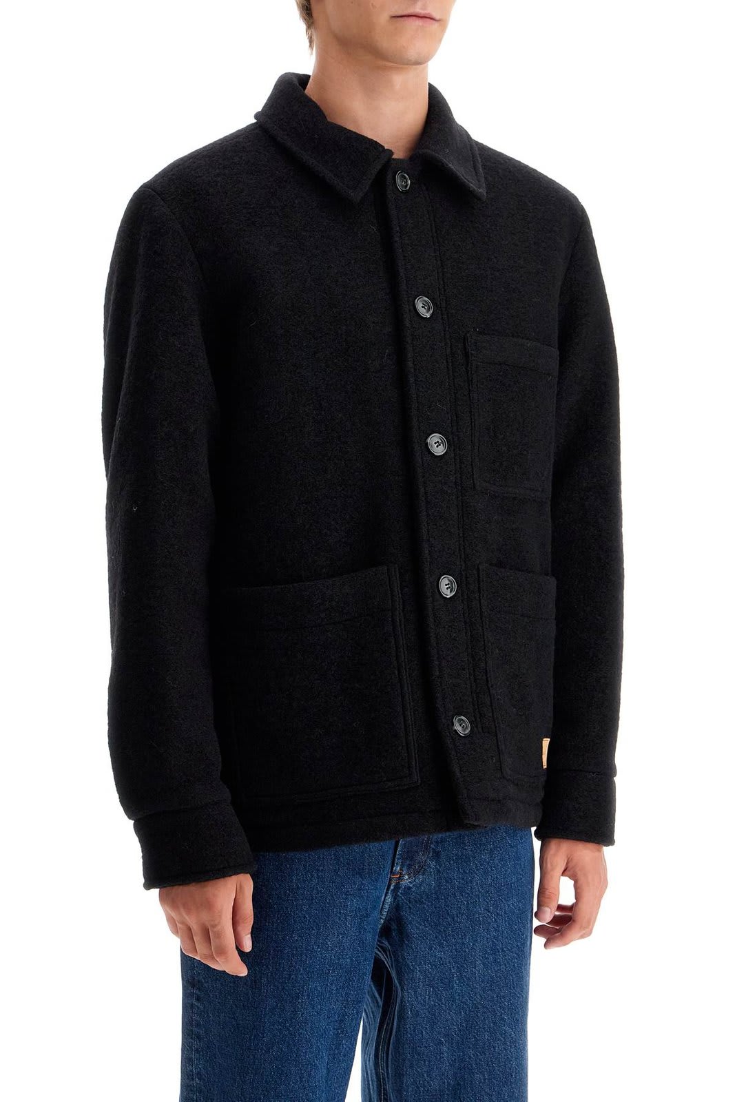 Shop Apc Emile Logo Patch Casual Jacket In Black