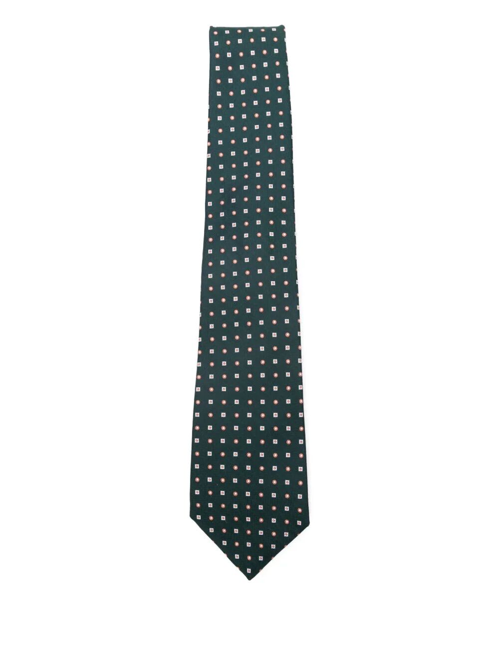 Kiton Geometric-patterned Silk Tie In Green