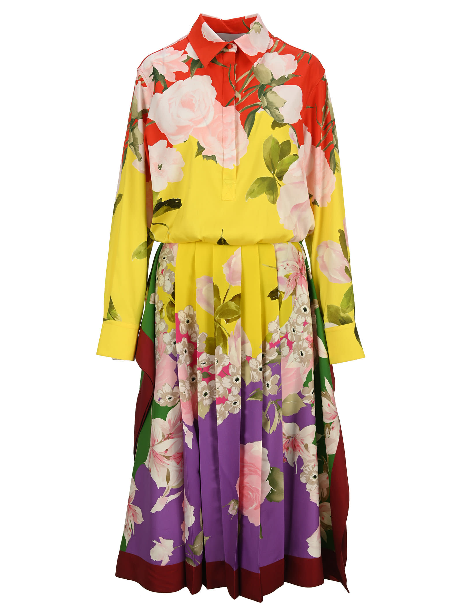 Valentino Flying Flowers Print Stretch Twill Dress | Coshio Online Shop
