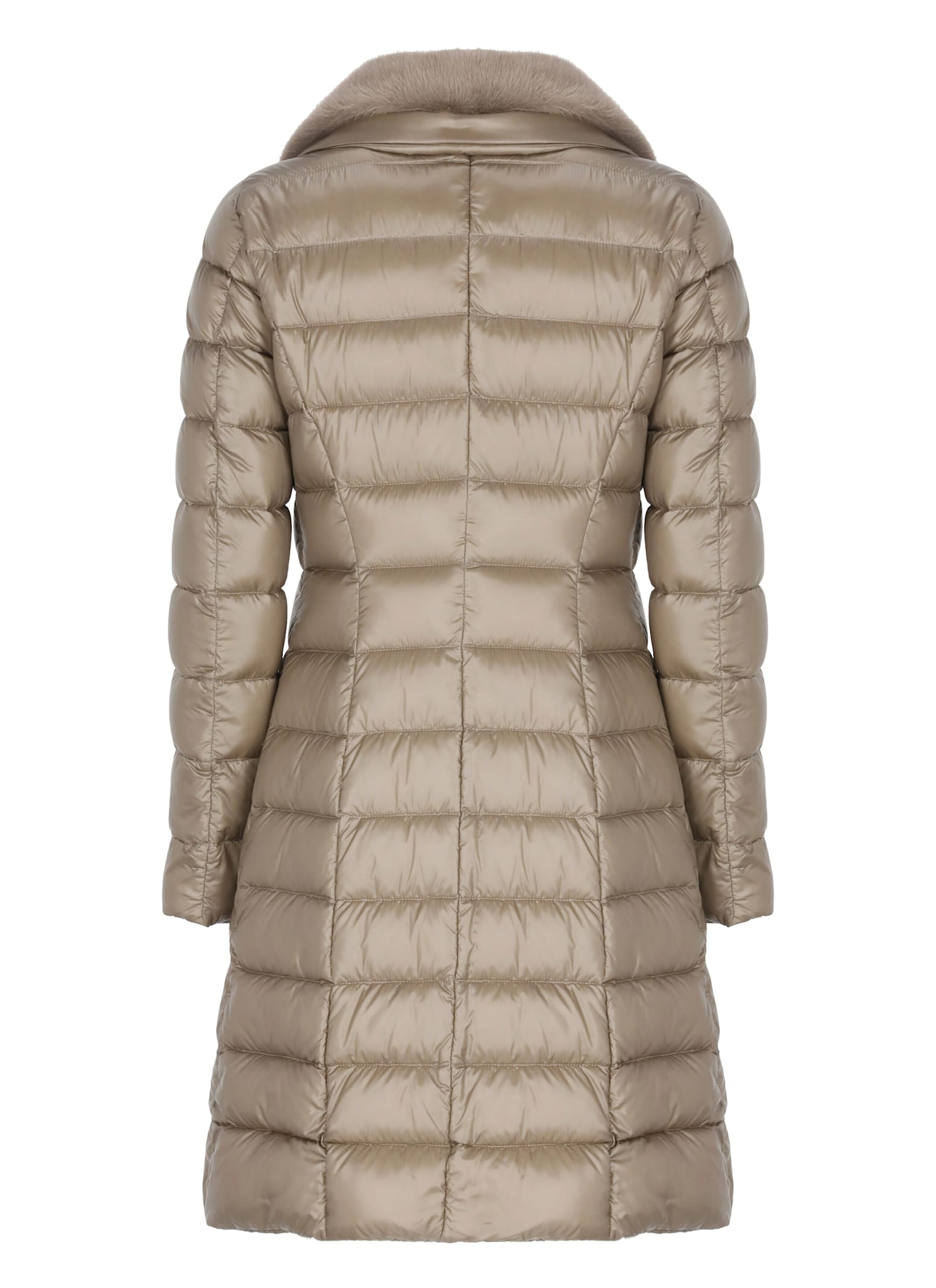 Herno Fur Collar Quilted Down Jacket In Neutral