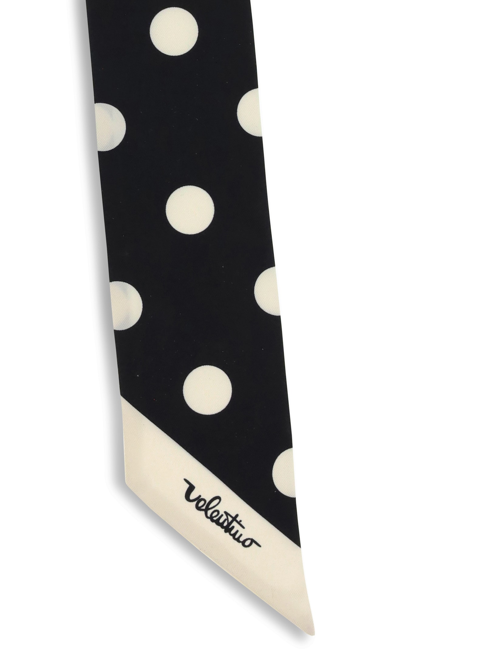 Valentino Slim Polka Dot Scarf With Contrast Edging In Black