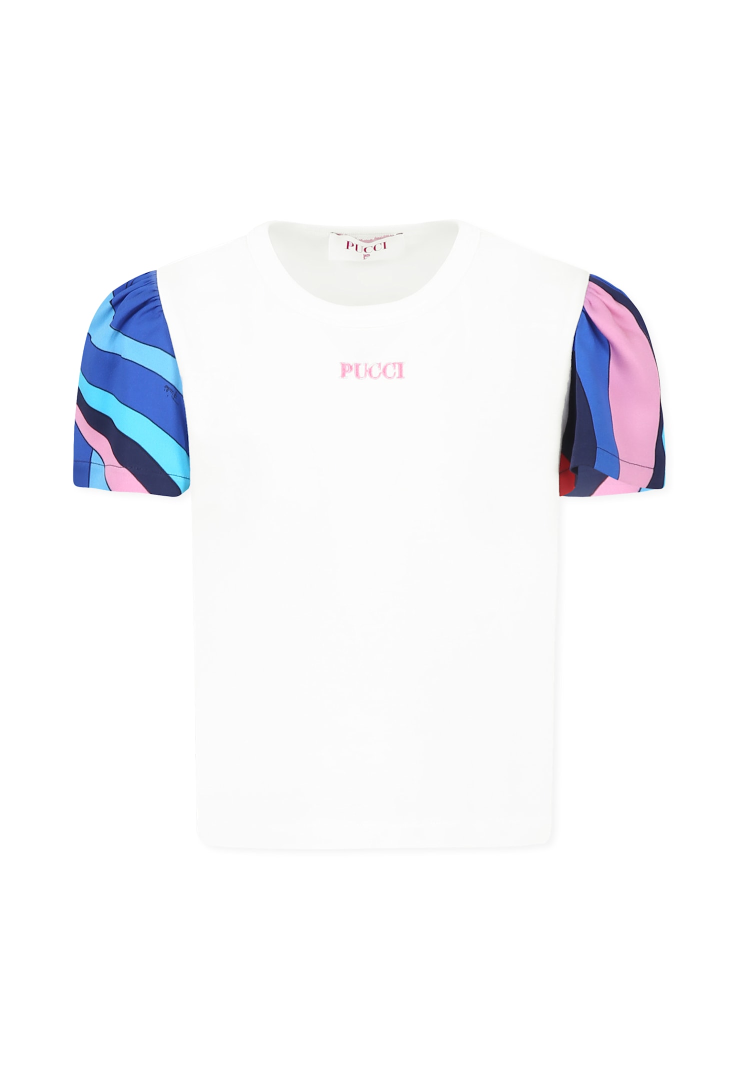 Pucci White T-shirt For Girl With Logo In White