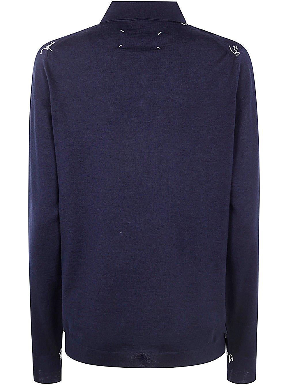 Shop Maison Margiela Long-sleeved Knitted Polo Shirt