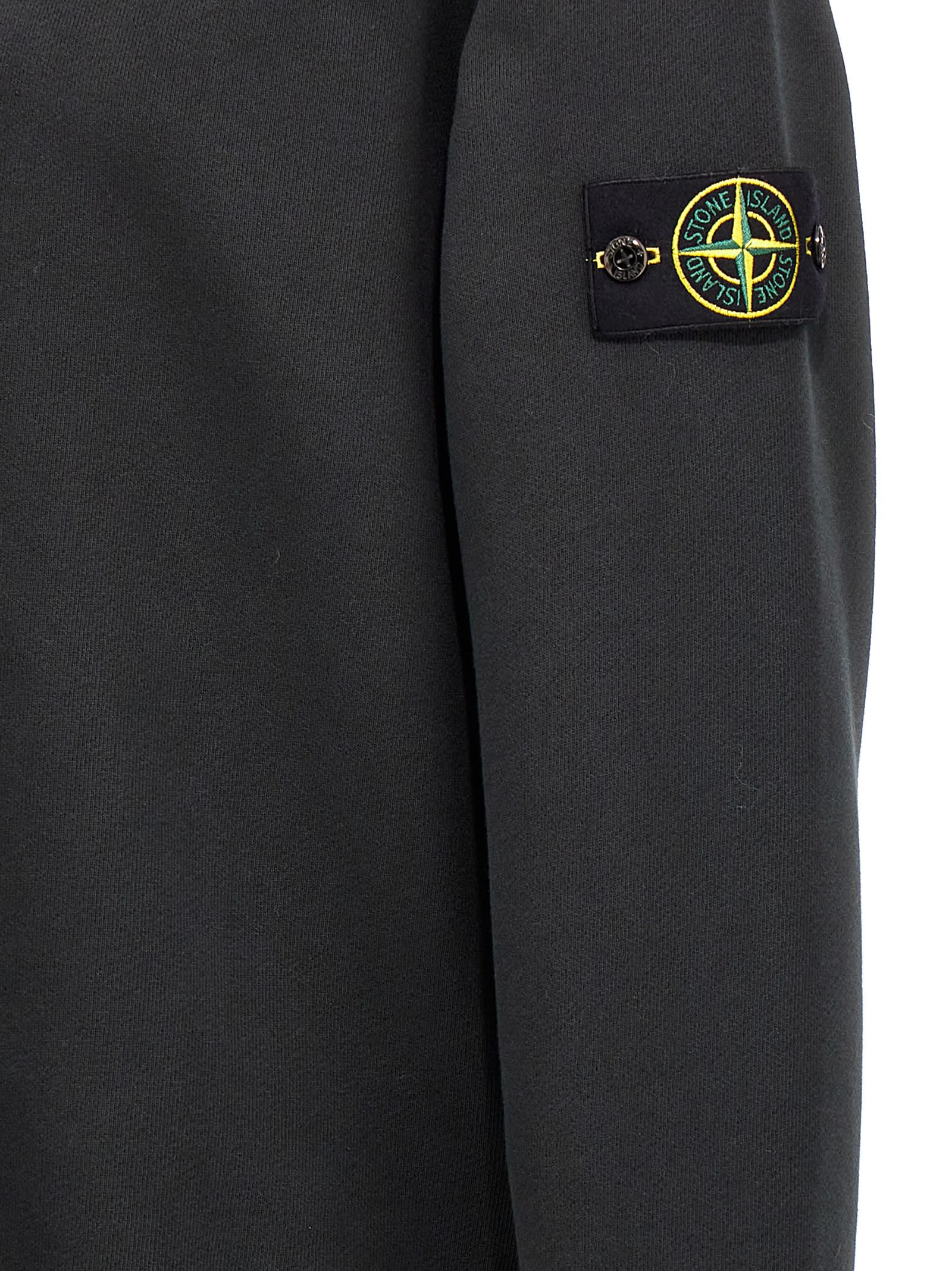 Shop Stone Island Logo Badge Sweatshirt In Black