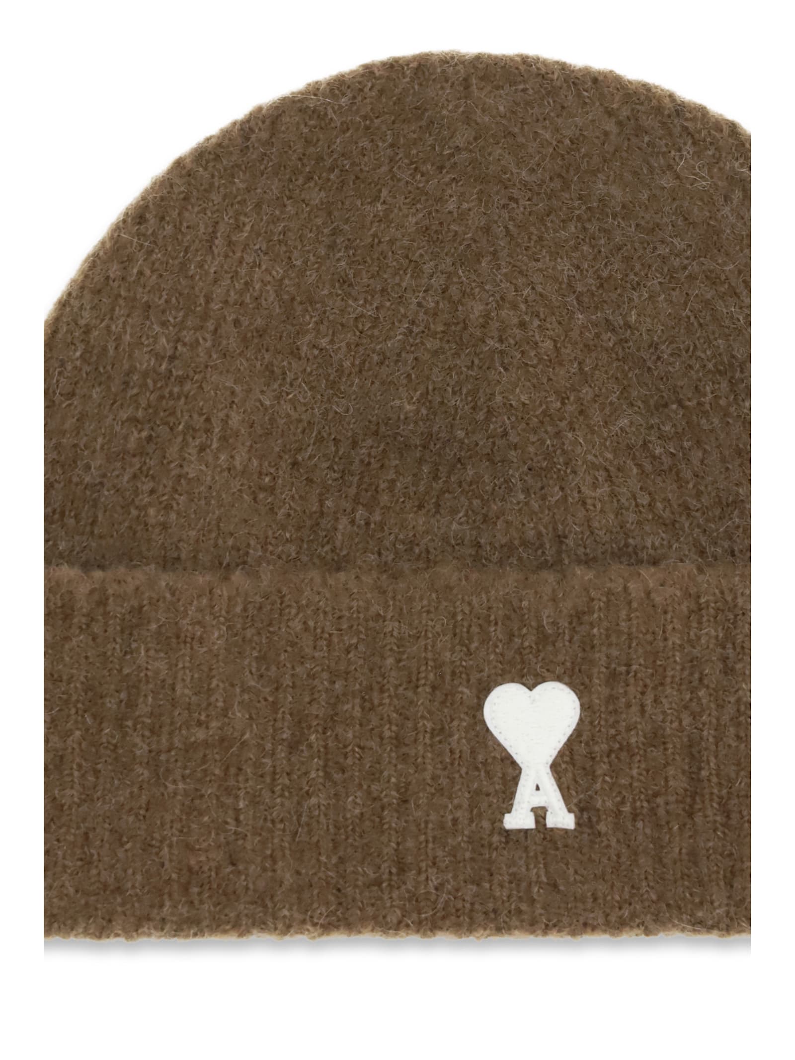 Ami Alexandre Mattiussi Brown Alpaca Striped Ami De Coeur Beanie Brown In Brown