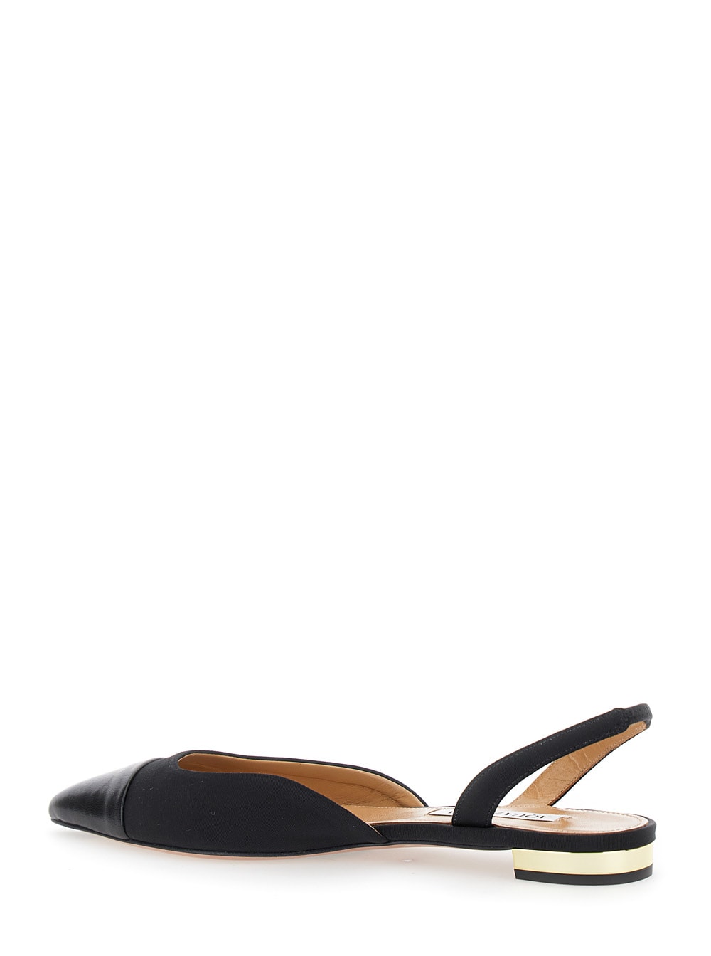 Shop Aquazzura Milanese Black Slingback Ballet Flats In Grosgrain And Leather Woman