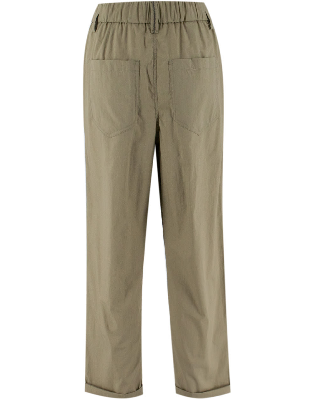 パンツ BRUNELLO CUCINELLI Cotton trousers with Monili detail Kaki Brunello Cucinelli Cotton Trousers With Monili Detail in