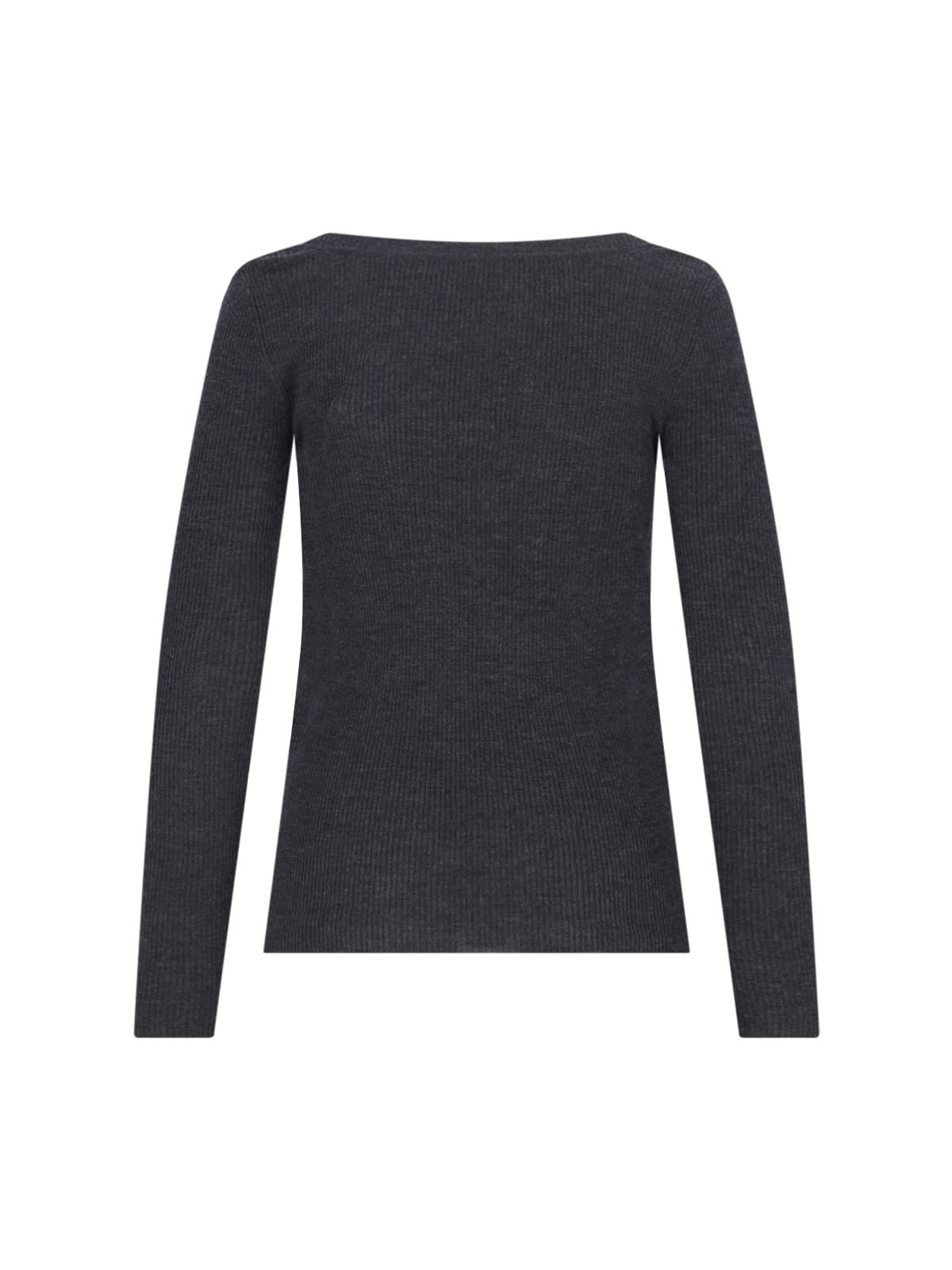 P.a.r.o.s.h Ribbed V-neck Long Sleeve Knitwear In Gray