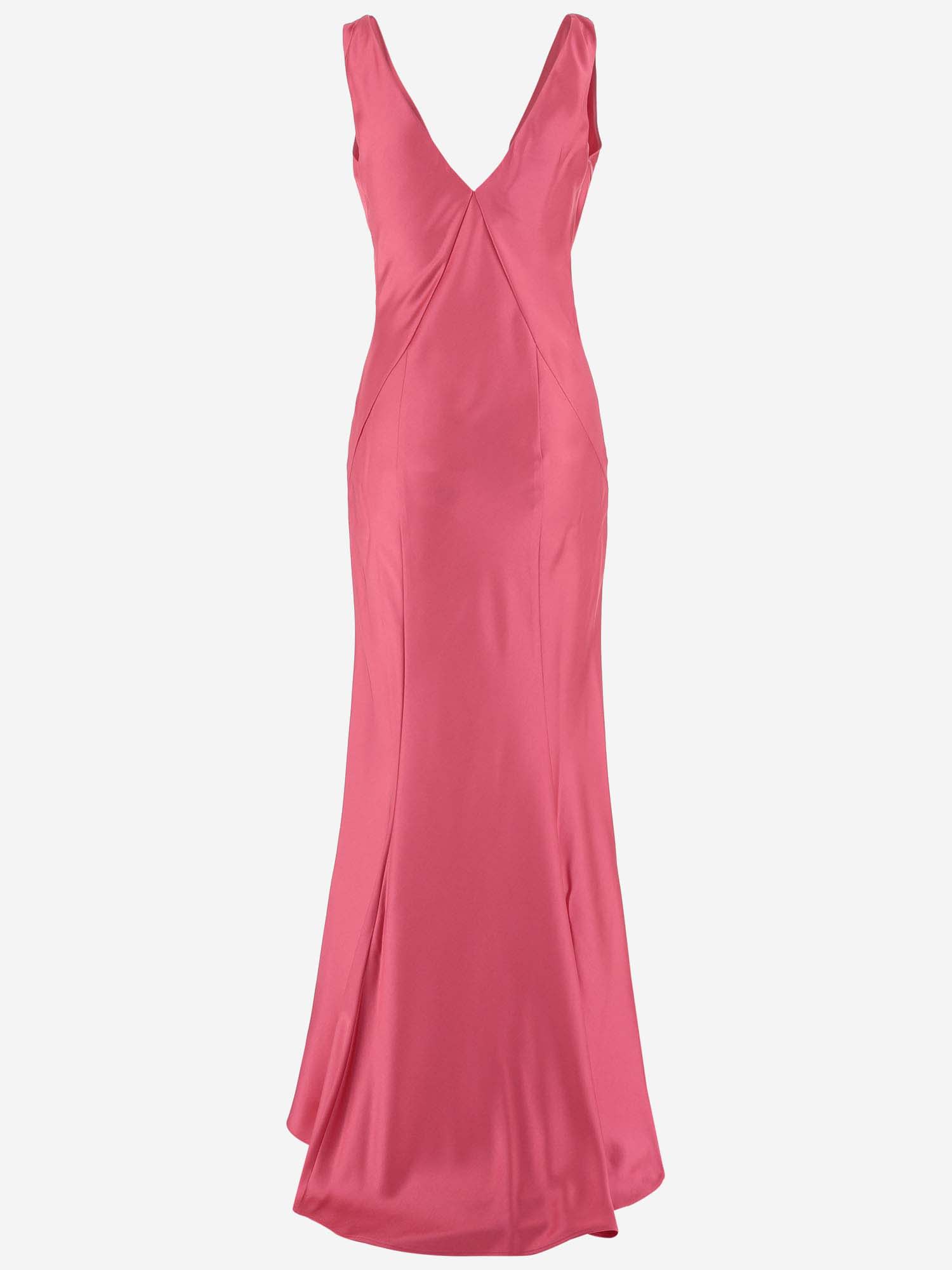 Shop Pinko Long Satin Dress In Pink