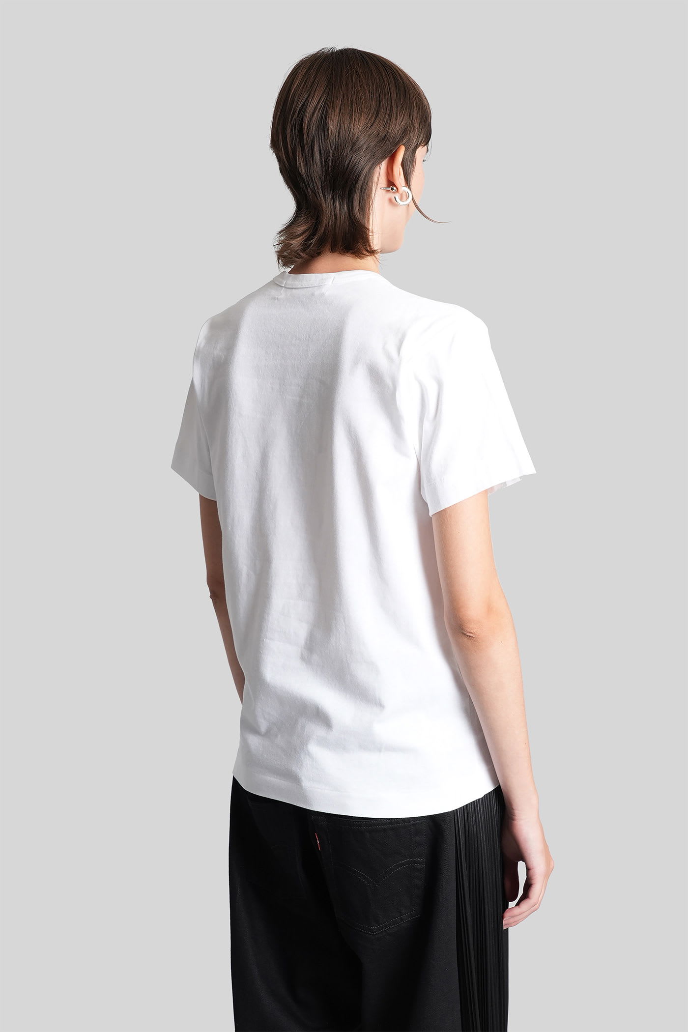 Comme Des Garçons Play Unisex T-shirt Emblem X Rhinestone Clothing In White