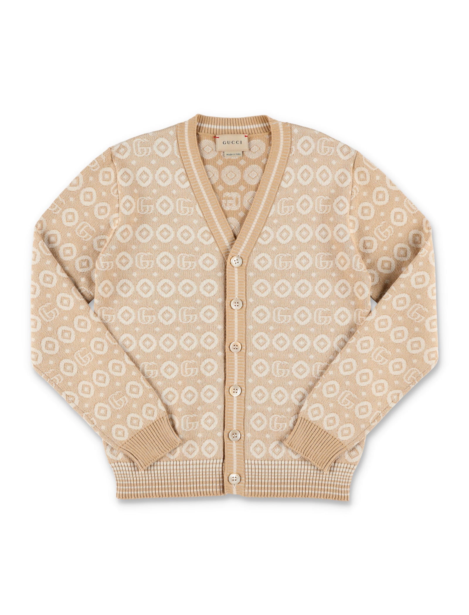 Gucci Kids' Double G Cardigan In Gold